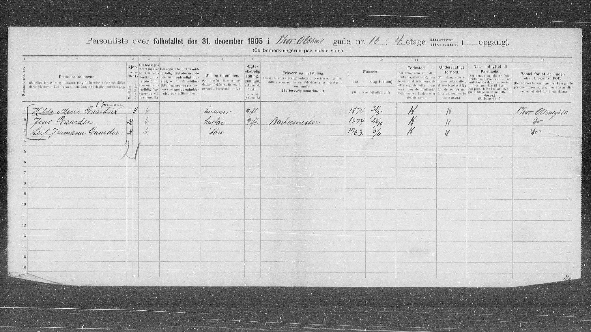 OBA, Municipal Census 1905 for Kristiania, 1905, p. 57339