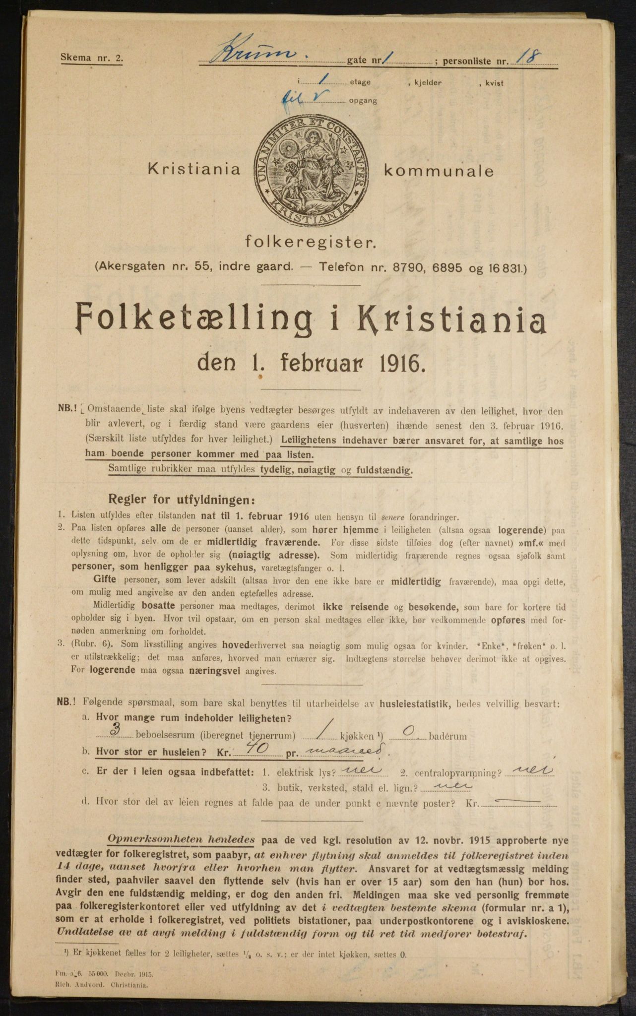 OBA, Municipal Census 1916 for Kristiania, 1916, p. 55895