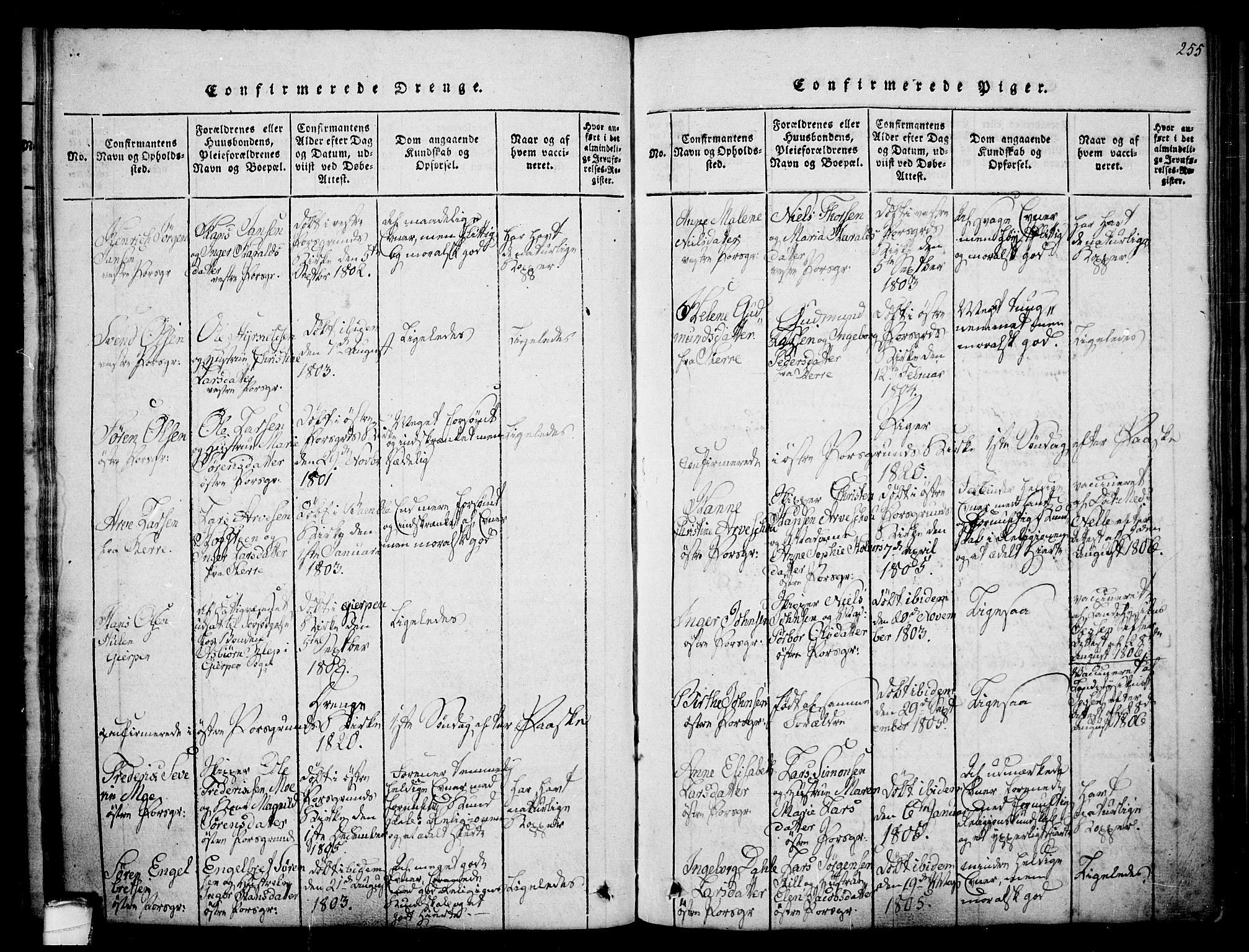 Porsgrunn kirkebøker , SAKO/A-104/F/Fa/L0004: Parish register (official) no. 4, 1814-1828, p. 255