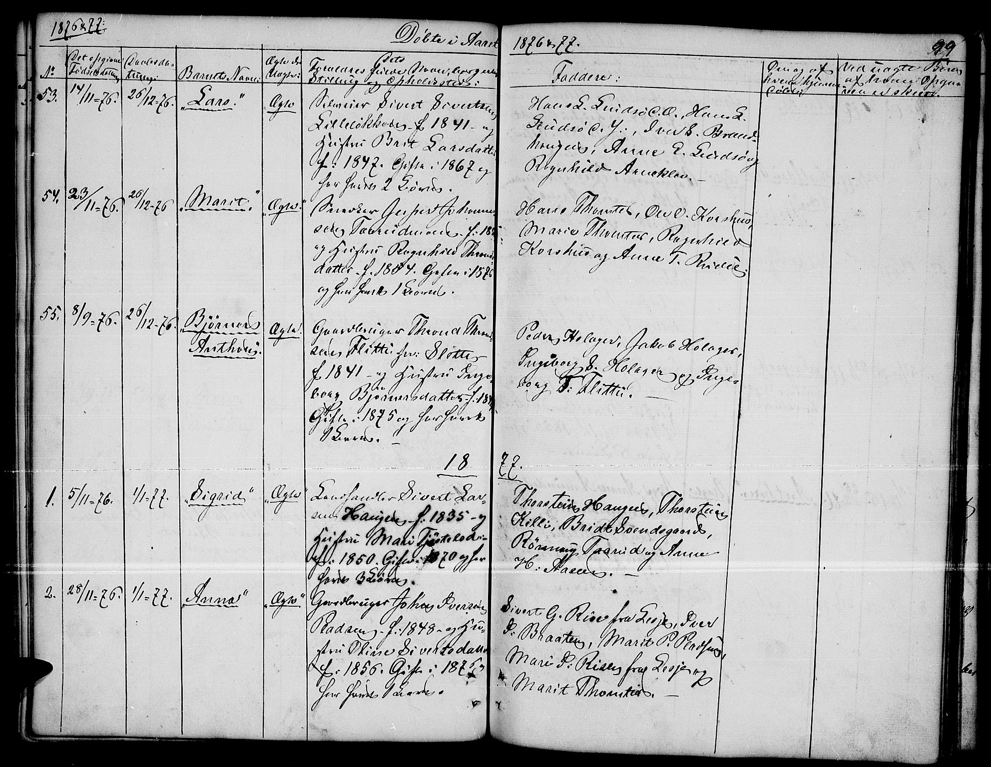 Dovre prestekontor, SAH/PREST-066/H/Ha/Hab/L0001: Parish register (copy) no. 1, 1862-1880, p. 99