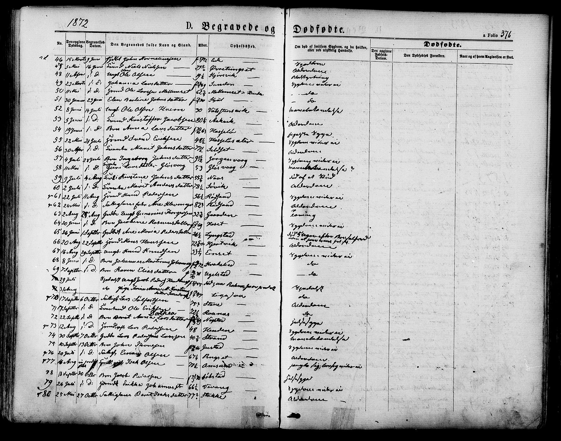 Ministerialprotokoller, klokkerbøker og fødselsregistre - Møre og Romsdal, AV/SAT-A-1454/568/L0805: Parish register (official) no. 568A12 /1, 1869-1884, p. 376