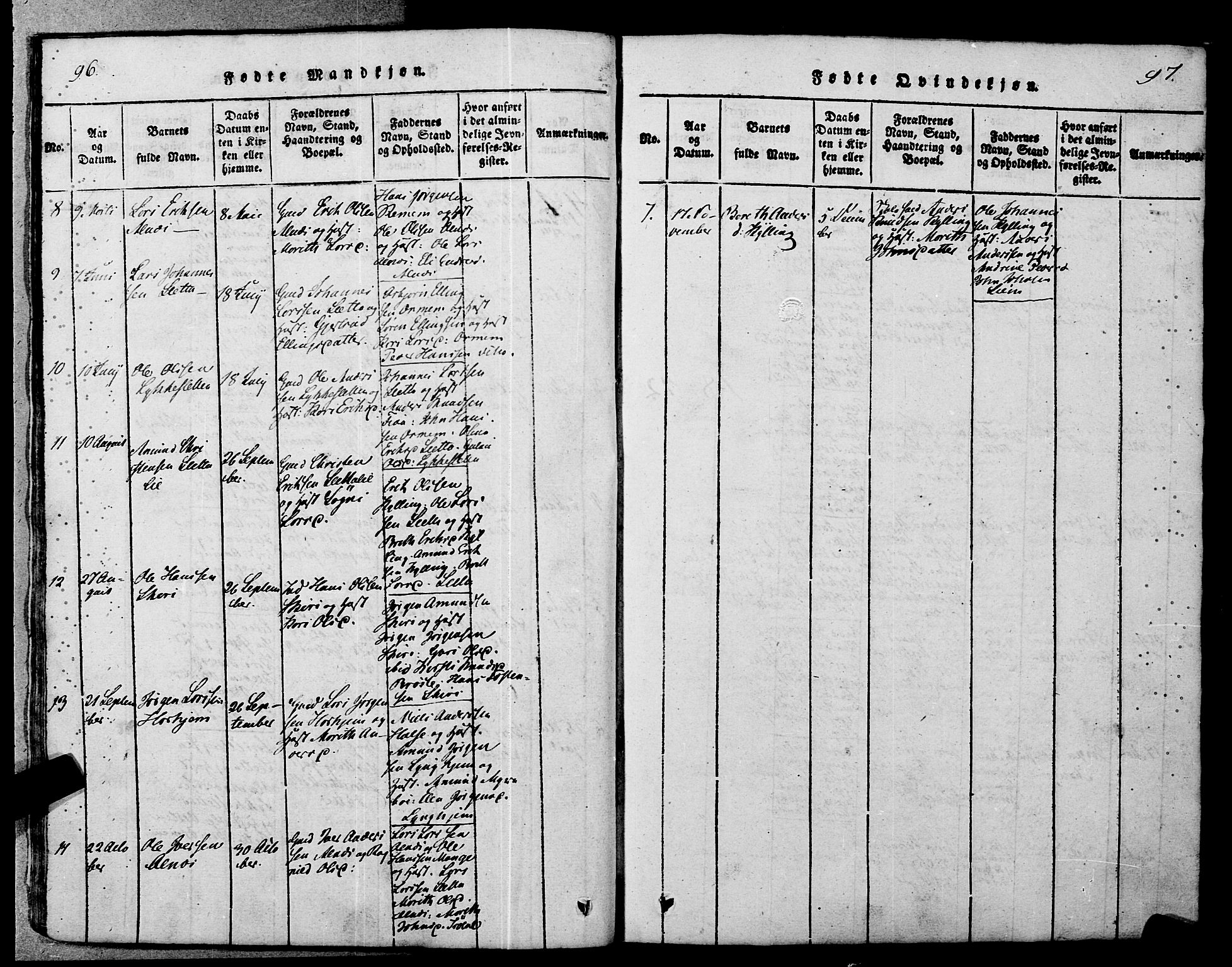 Ministerialprotokoller, klokkerbøker og fødselsregistre - Møre og Romsdal, AV/SAT-A-1454/546/L0593: Parish register (official) no. 546A01, 1818-1853, p. 96-97