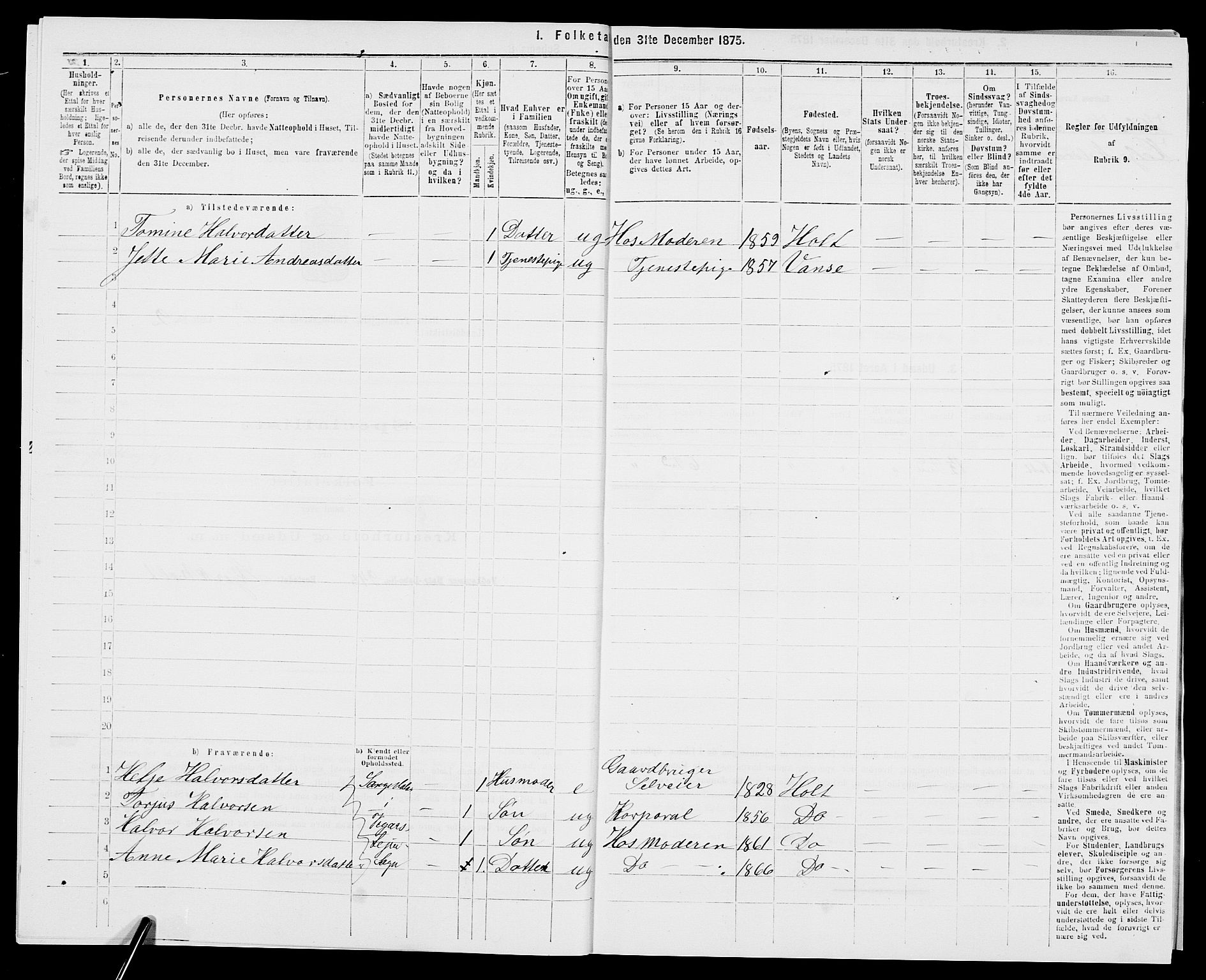 SAK, 1875 census for 0914L Holt/Holt, 1875, p. 534