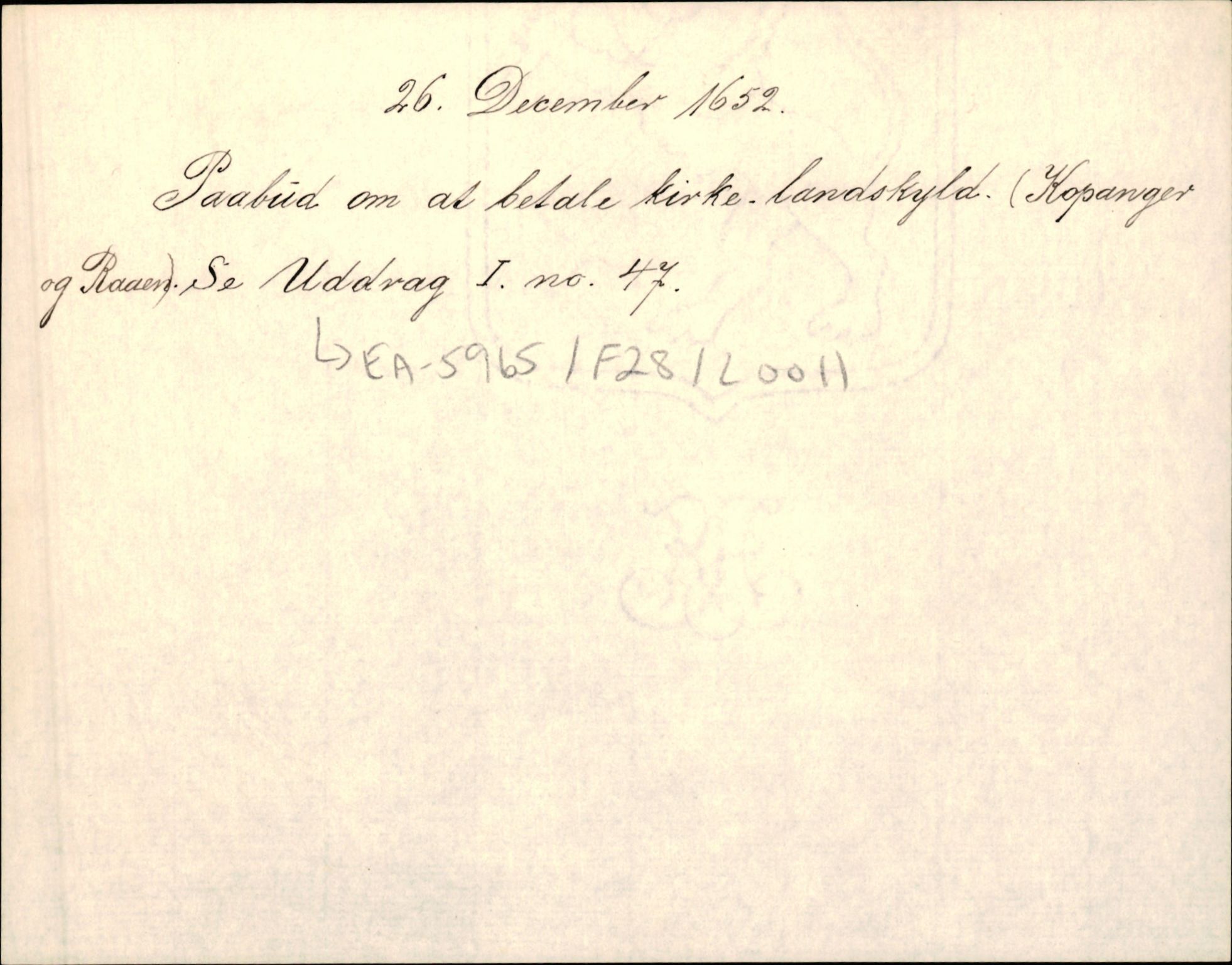 Riksarkivets diplomsamling, AV/RA-EA-5965/F35/F35d/L0004: Innlånte diplomer, seddelregister, 1643-1660, p. 353