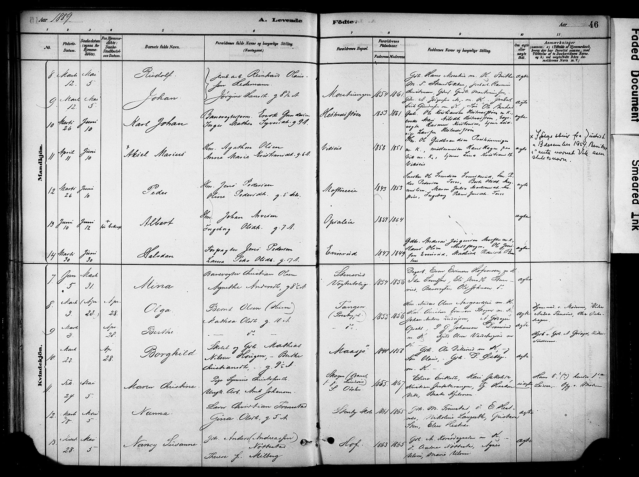 Stange prestekontor, SAH/PREST-002/K/L0018: Parish register (official) no. 18, 1880-1896, p. 46