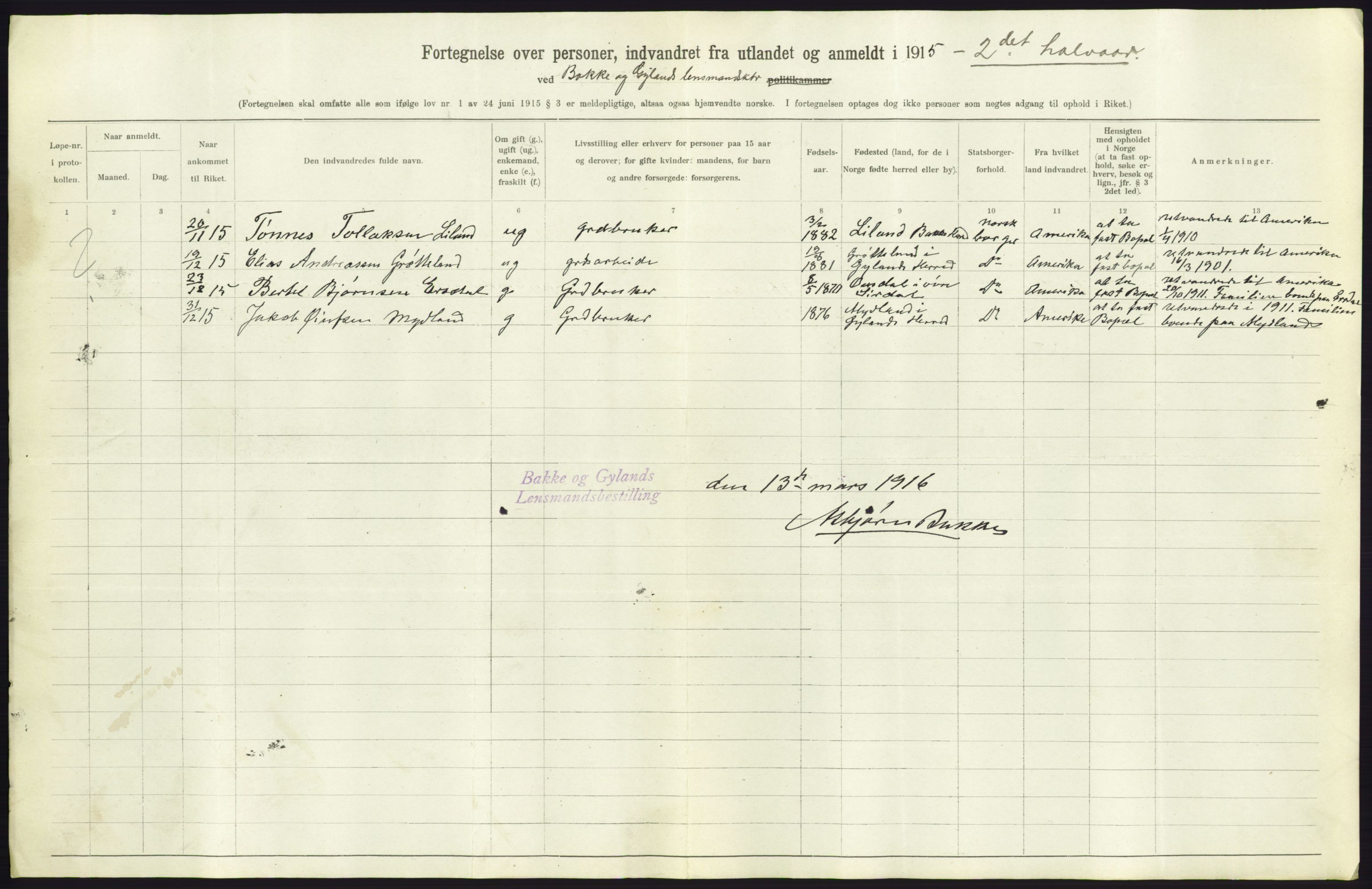 Statistisk sentralbyrå, Sosioøkonomiske emner, Folketellinger, boliger og boforhold, AV/RA-S-2231/F/Fa/L0001: Innvandring. Navn/fylkesvis, 1915, p. 368