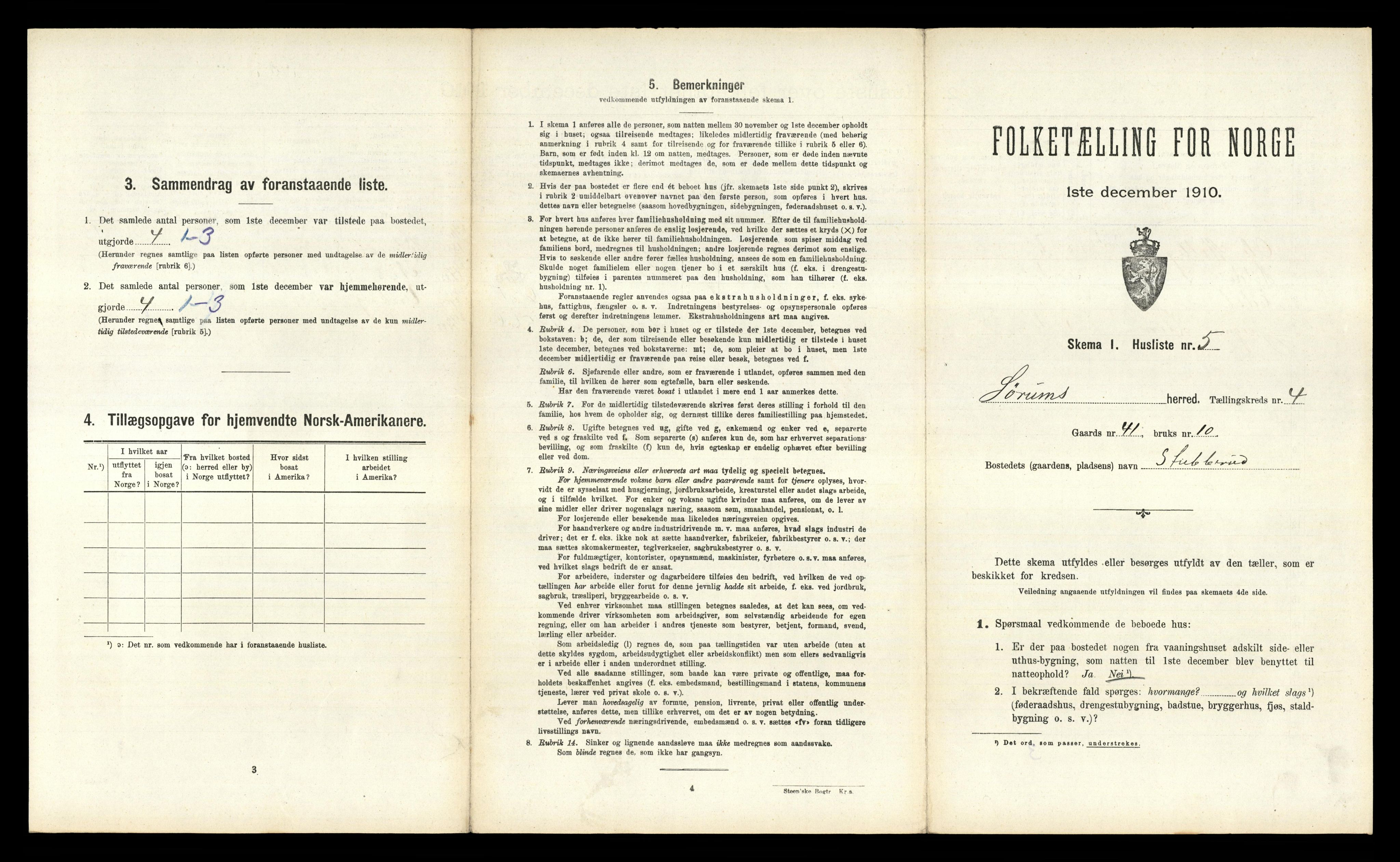 RA, 1910 census for Sørum, 1910, p. 419