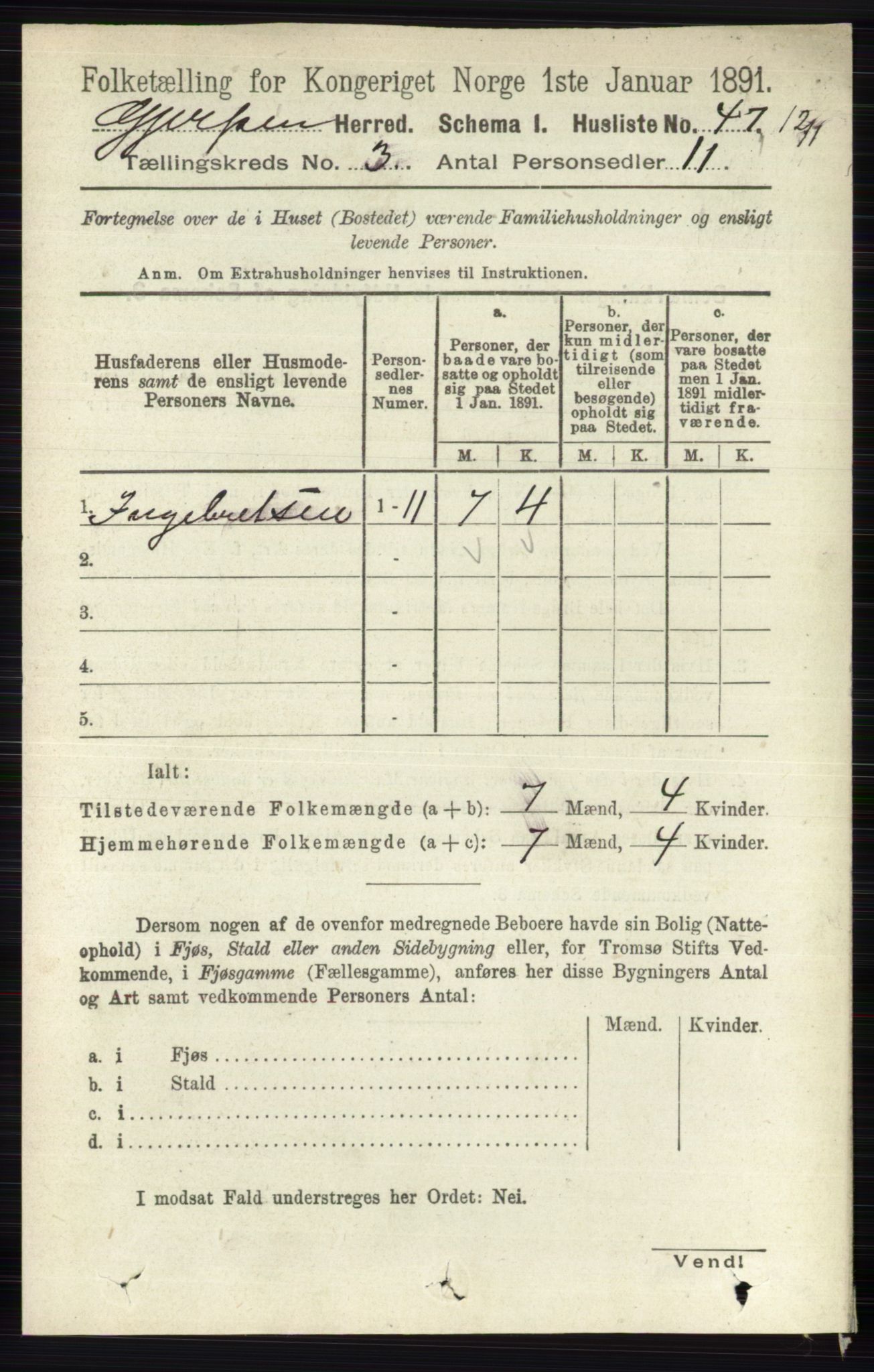 RA, 1891 census for 0812 Gjerpen, 1891, p. 1455