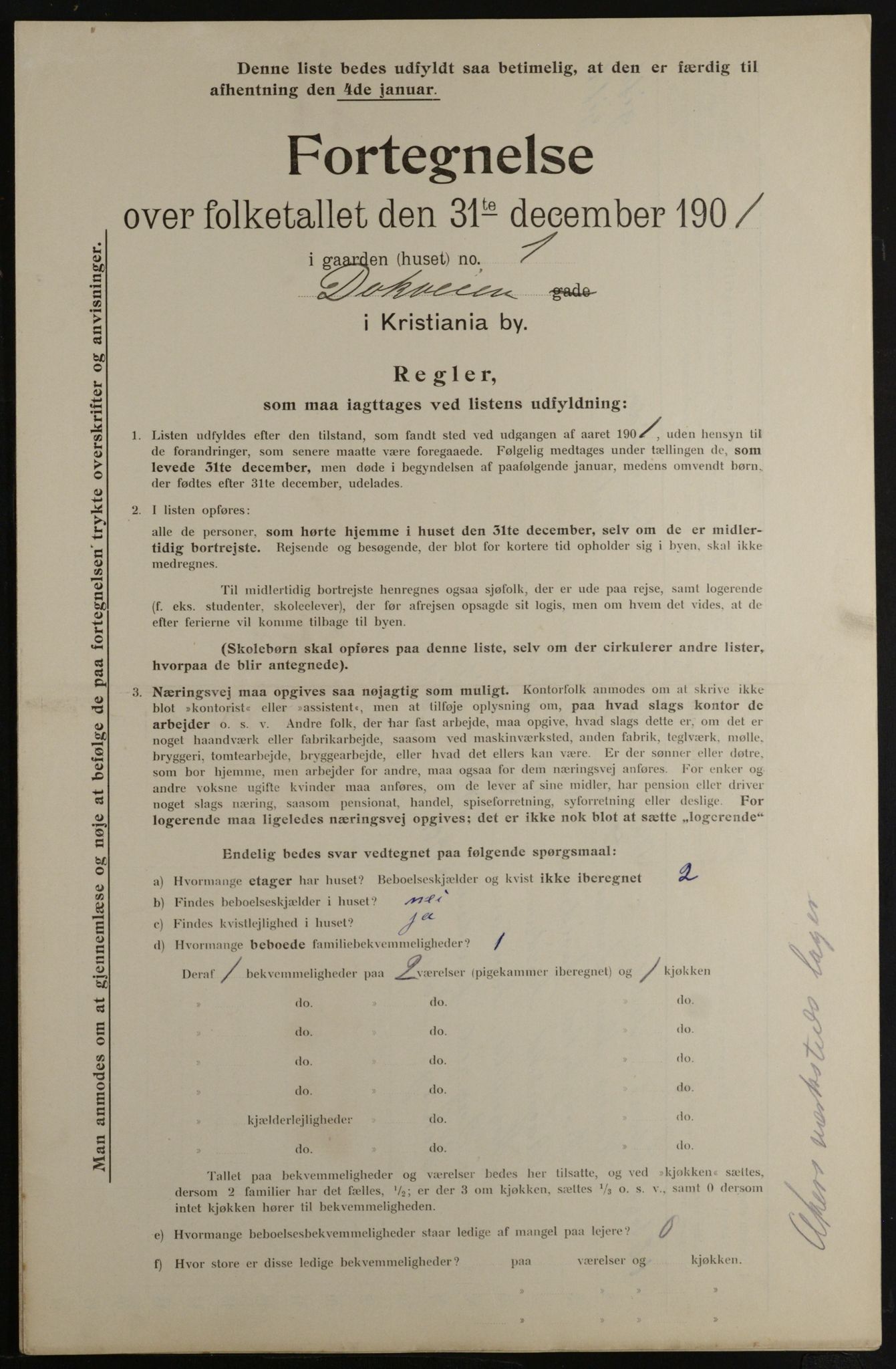 OBA, Municipal Census 1901 for Kristiania, 1901, p. 2566