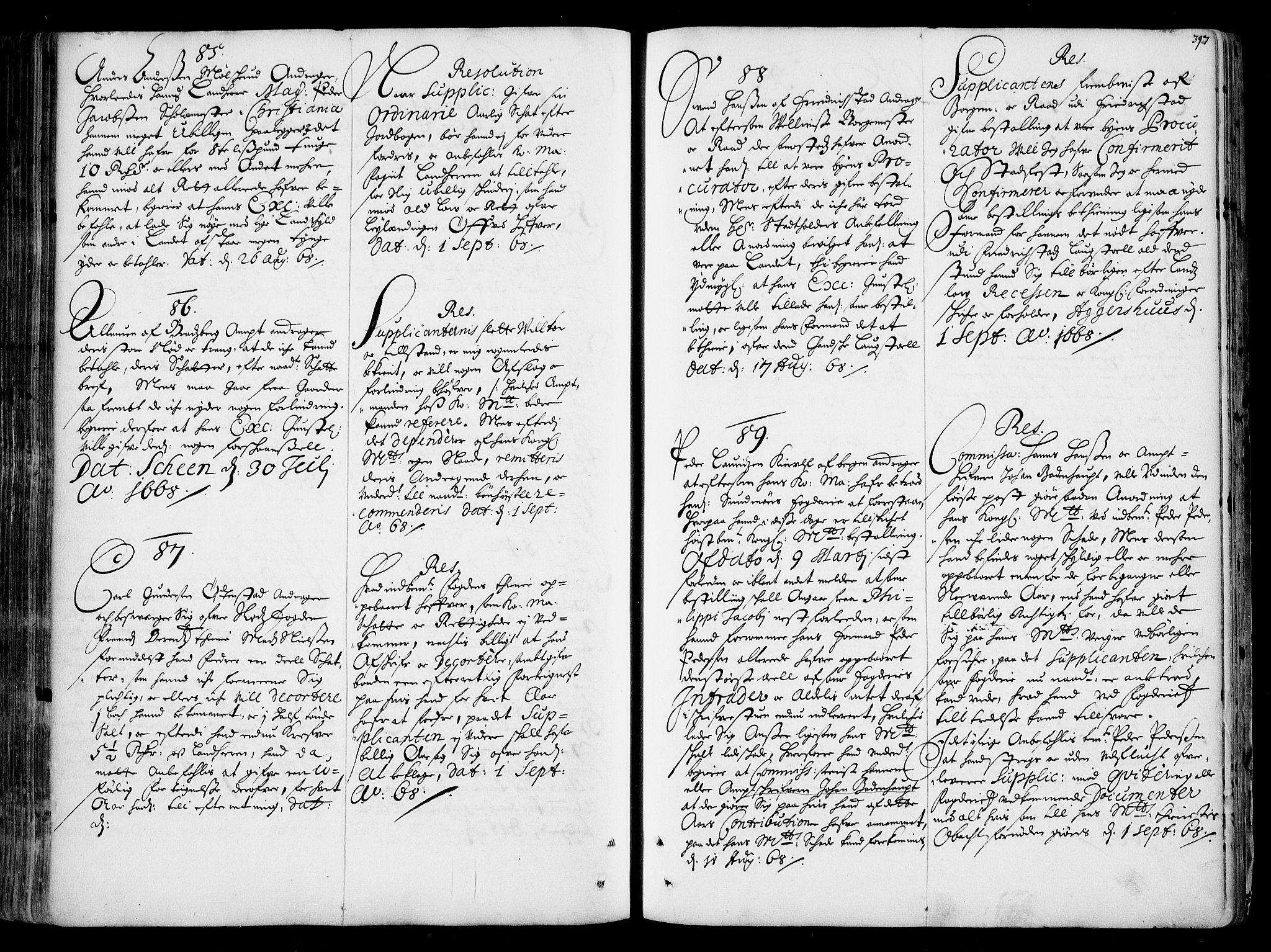 Stattholderembetet 1572-1771, AV/RA-EA-2870/Ad/L0001: Supplikasjons- og resolusjonsprotokoll, 1662-1669, p. 396b-397a