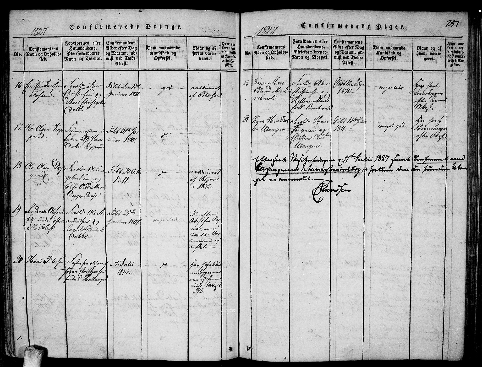 Drøbak prestekontor Kirkebøker, AV/SAO-A-10142a/F/Fa/L0001: Parish register (official) no. I 1, 1816-1842, p. 251