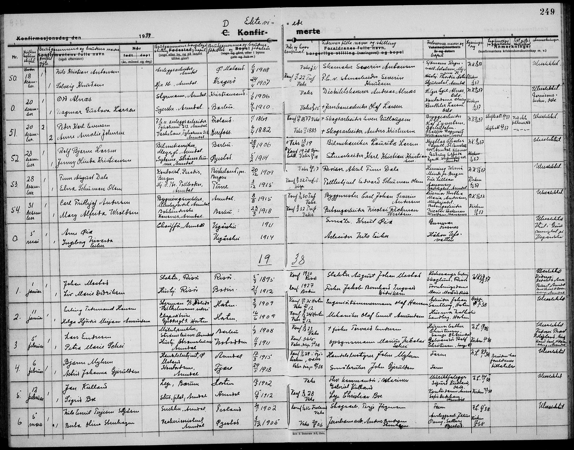 Arendal sokneprestkontor, Trefoldighet, AV/SAK-1111-0040/F/Fb/L0008: Parish register (copy) no. B 8, 1928-1939, p. 249