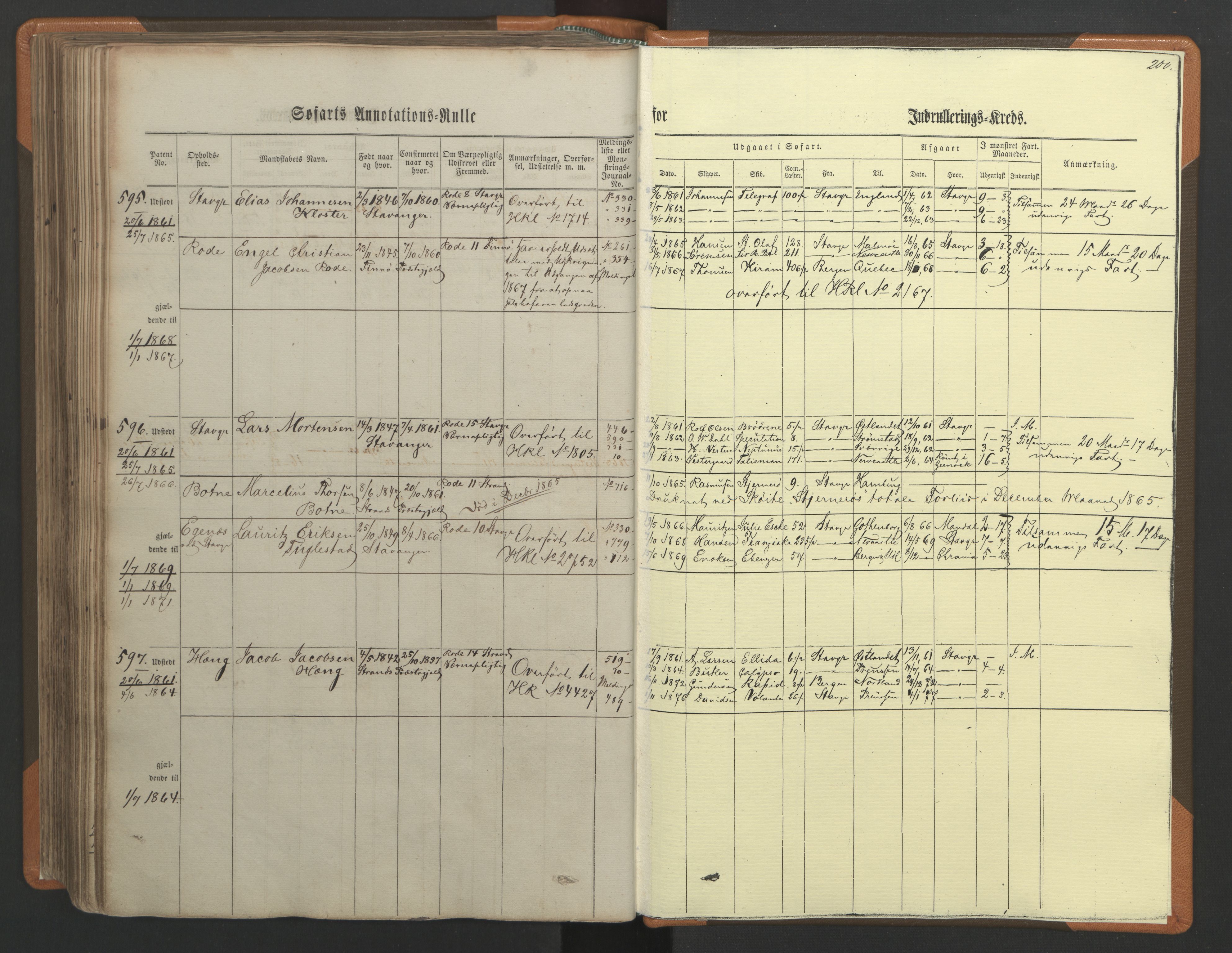 Stavanger sjømannskontor, AV/SAST-A-102006/F/Ff/L0001: Annotasjonsrulle, patentnr. 1-597 (del 1), 1860-1864, p. 210