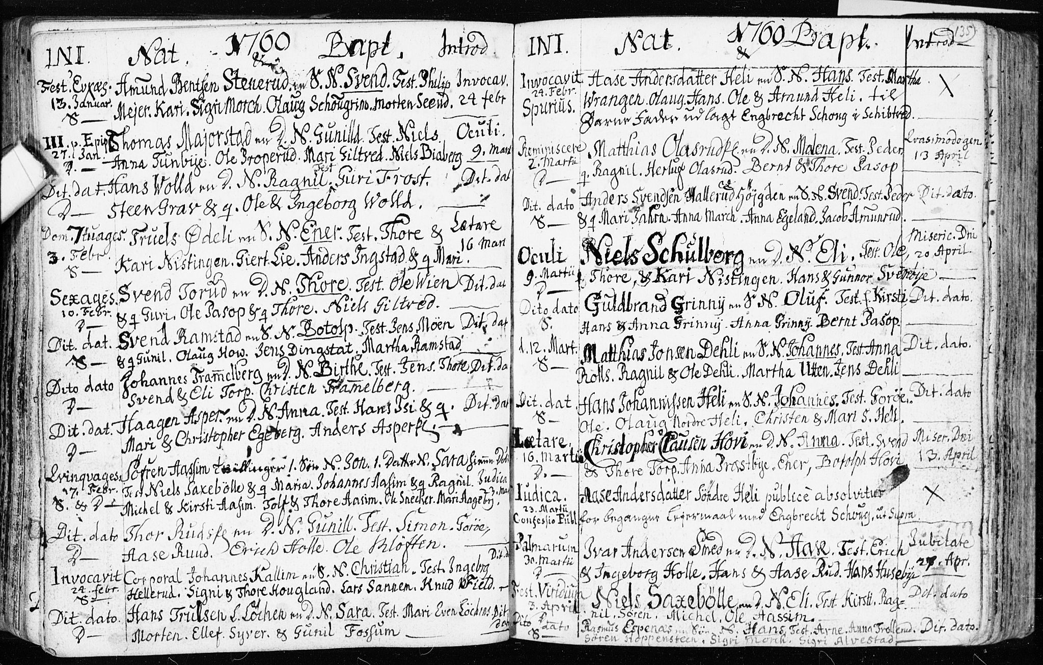 Spydeberg prestekontor Kirkebøker, AV/SAO-A-10924/F/Fa/L0002: Parish register (official) no. I 2, 1739-1780, p. 135