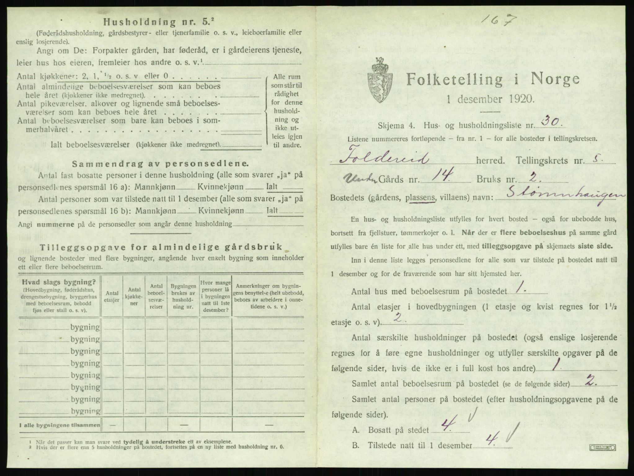 SAT, 1920 census for Foldereid, 1920, p. 366