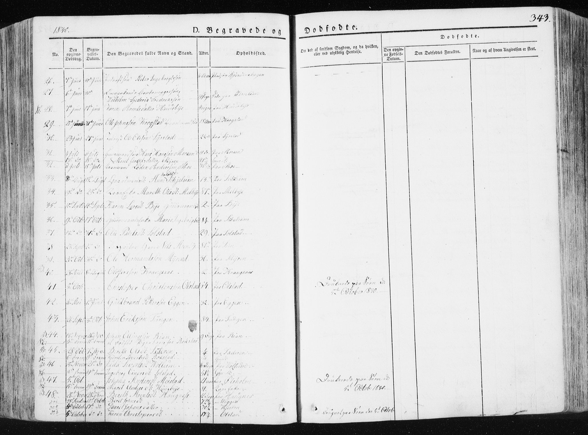 Ministerialprotokoller, klokkerbøker og fødselsregistre - Sør-Trøndelag, SAT/A-1456/665/L0771: Parish register (official) no. 665A06, 1830-1856, p. 343