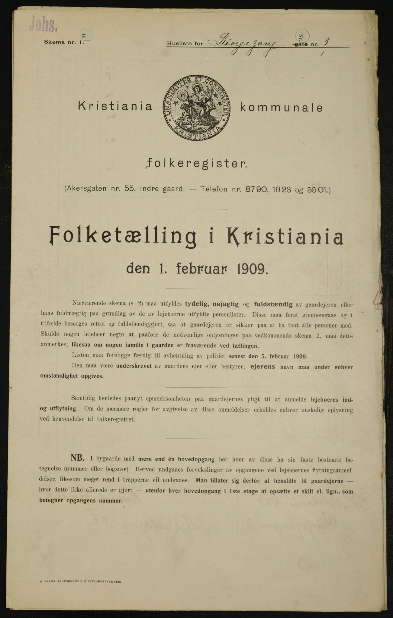 OBA, Municipal Census 1909 for Kristiania, 1909, p. 75404