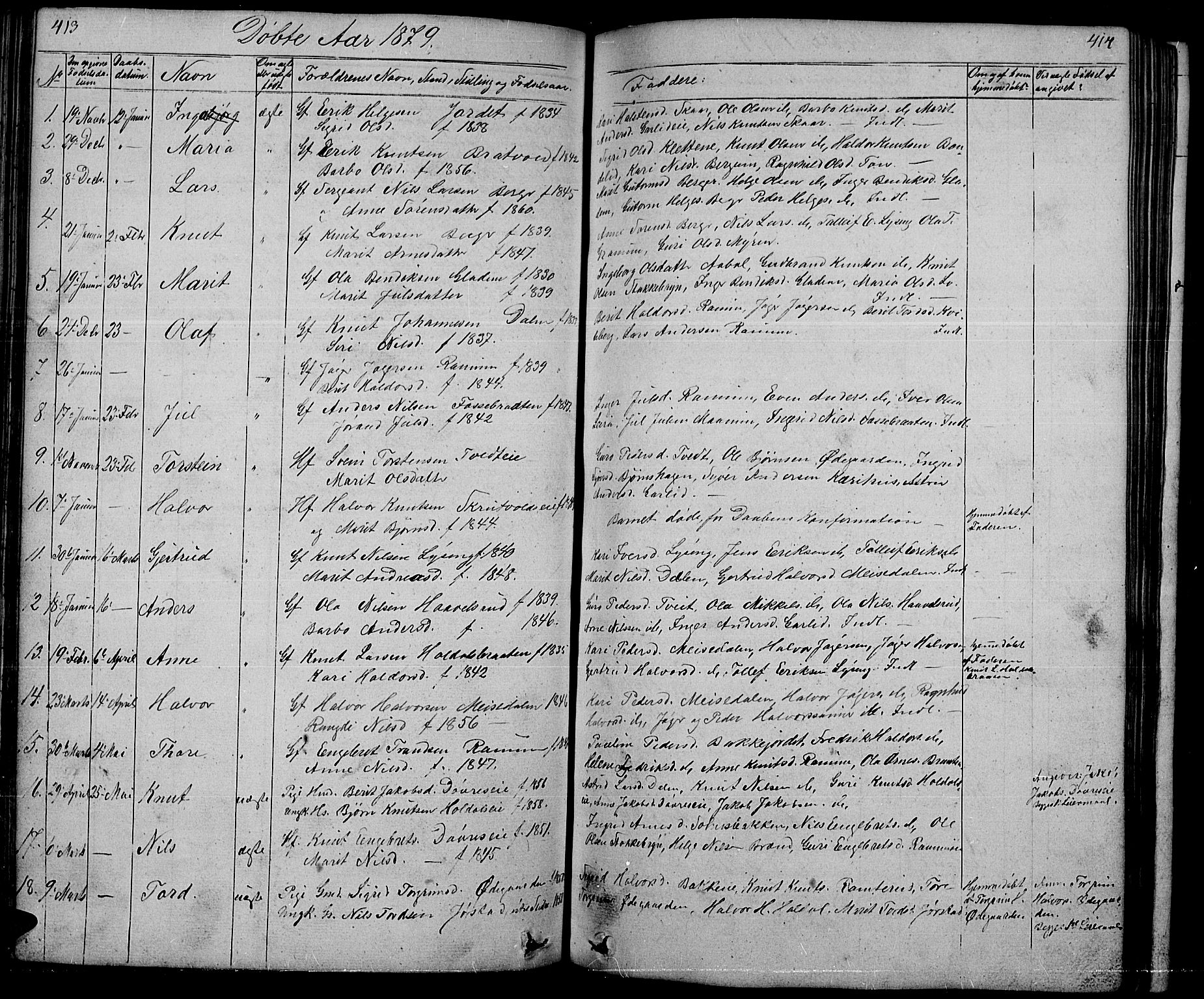 Nord-Aurdal prestekontor, SAH/PREST-132/H/Ha/Hab/L0001: Parish register (copy) no. 1, 1834-1887, p. 413-414