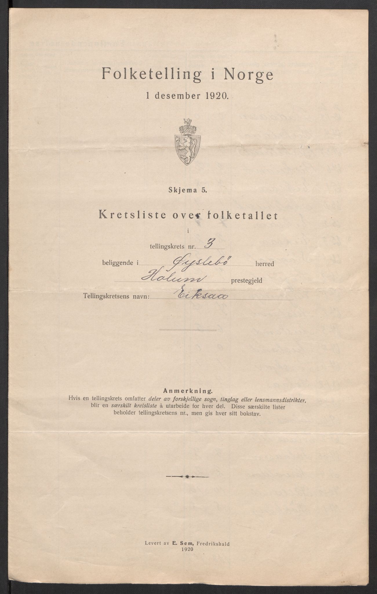 SAK, 1920 census for Øyslebø, 1920, p. 17