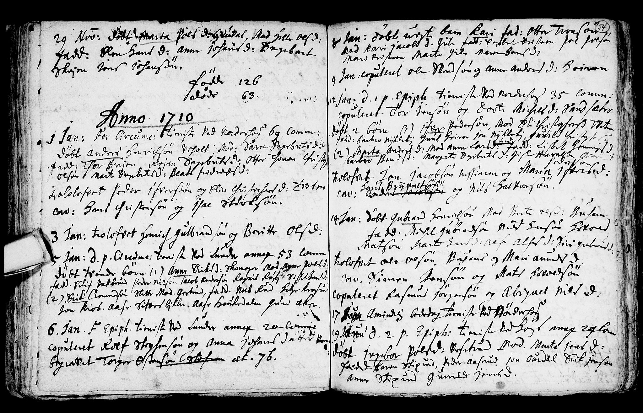 Norderhov kirkebøker, AV/SAKO-A-237/F/Fa/L0001: Parish register (official) no. 1, 1704-1716, p. 54