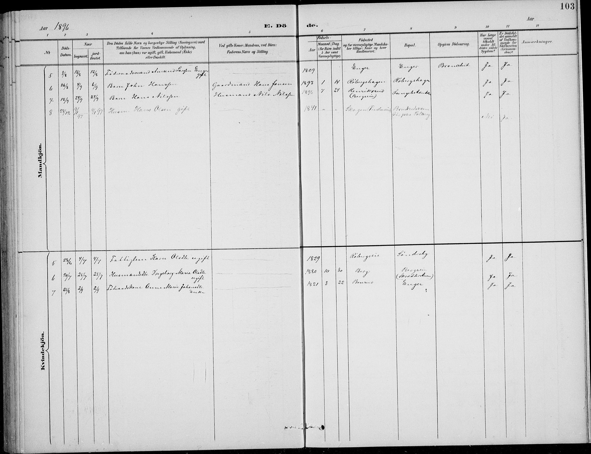 Nordre Land prestekontor, SAH/PREST-124/H/Ha/Hab/L0014: Parish register (copy) no. 14, 1891-1907, p. 103