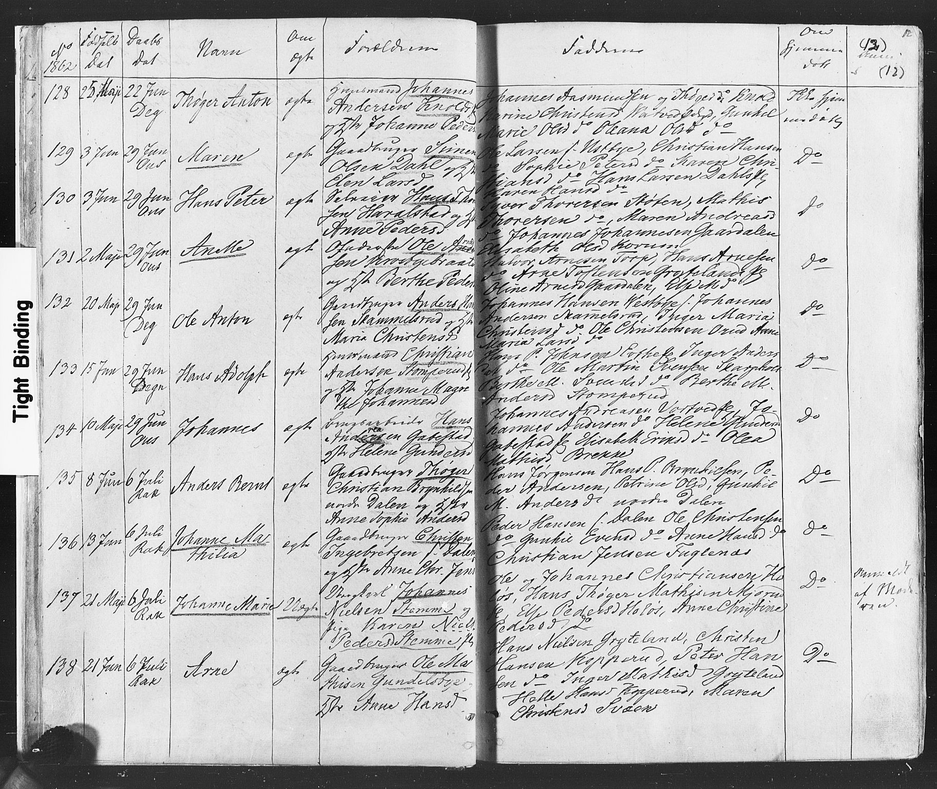 Rakkestad prestekontor Kirkebøker, AV/SAO-A-2008/F/Fa/L0011: Parish register (official) no. I 11, 1862-1877, p. 12