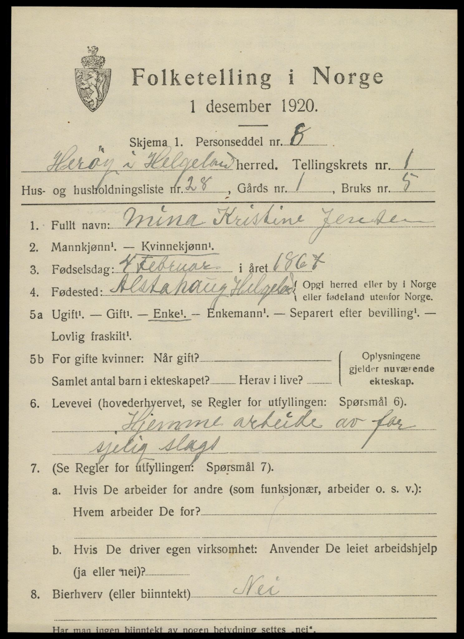 SAT, 1920 census for Herøy, 1920, p. 1300