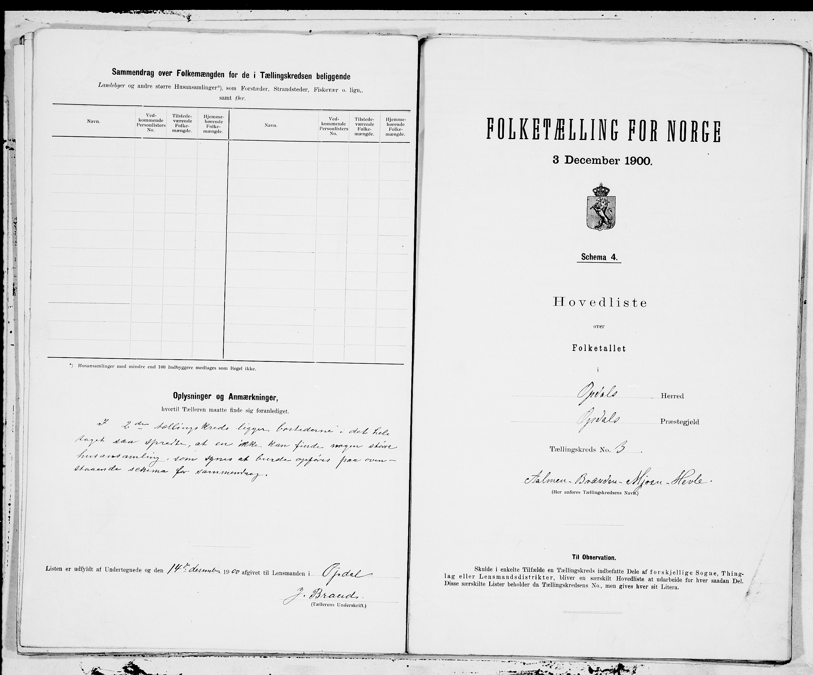 SAT, 1900 census for Oppdal, 1900, p. 6