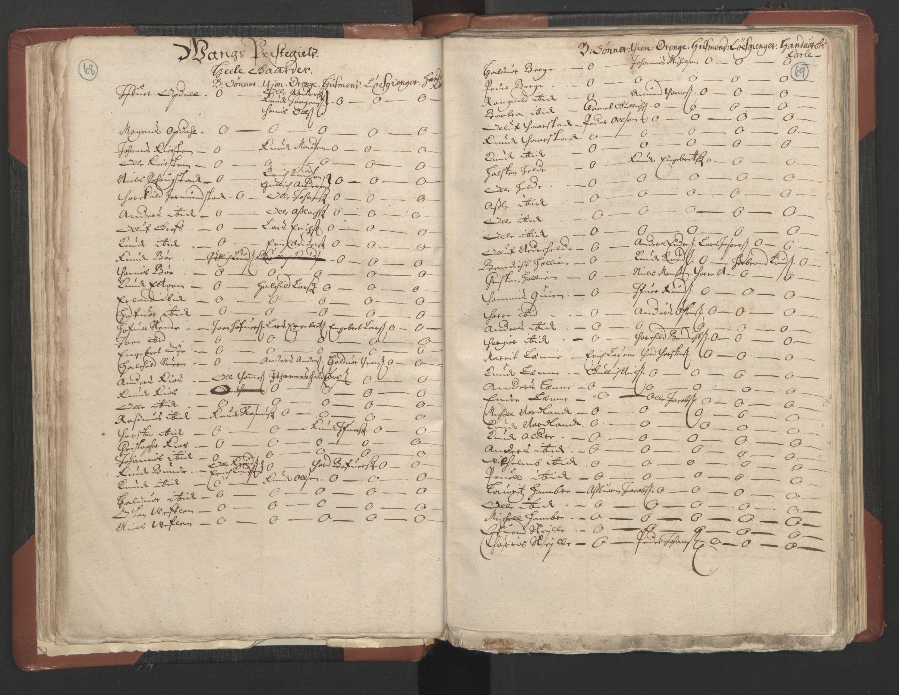 RA, Bailiff's Census 1664-1666, no. 4: Hadeland and Valdres fogderi and Gudbrandsdal fogderi, 1664, p. 68-69