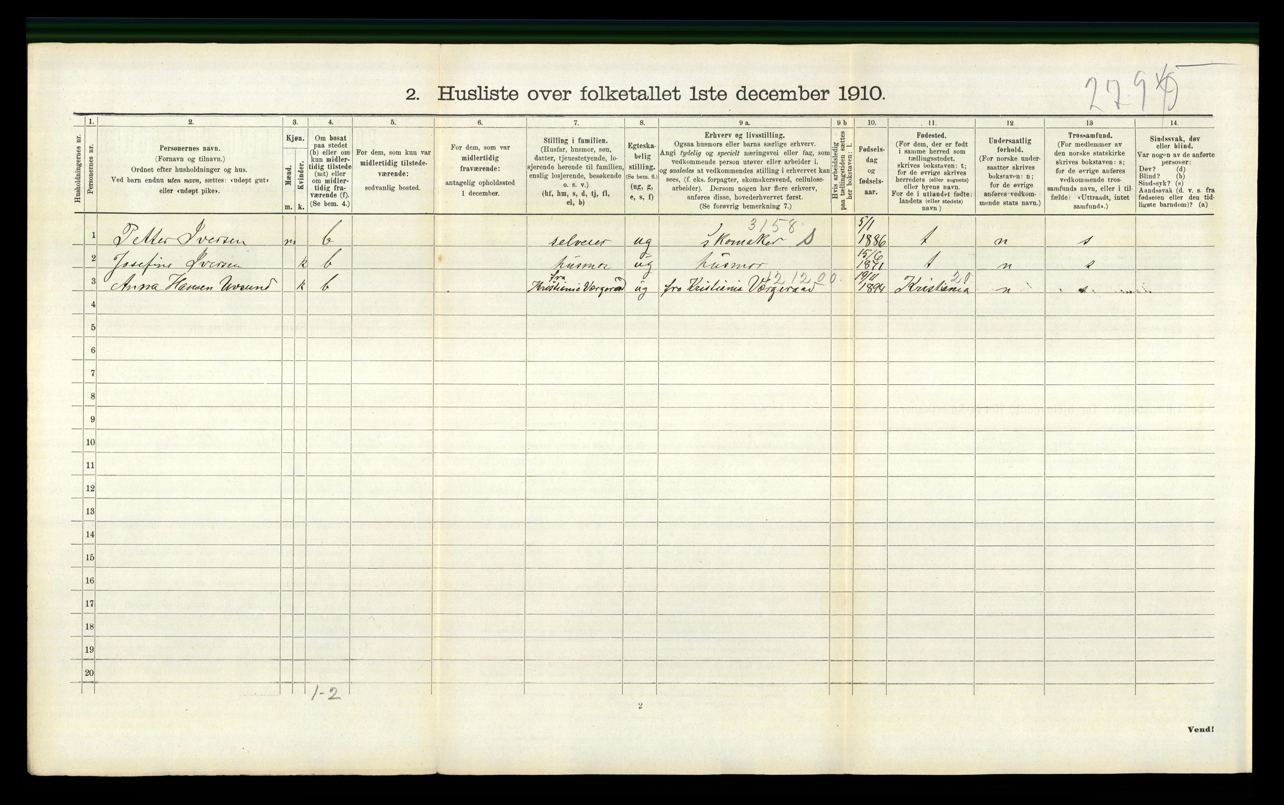 RA, 1910 census for Nes, 1910, p. 1493