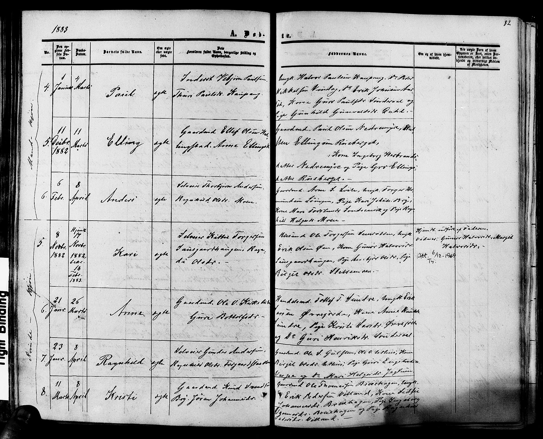 Hol kirkebøker, SAKO/A-227/F/Fa/L0002: Parish register (official) no. I 2, 1870-1886, p. 82