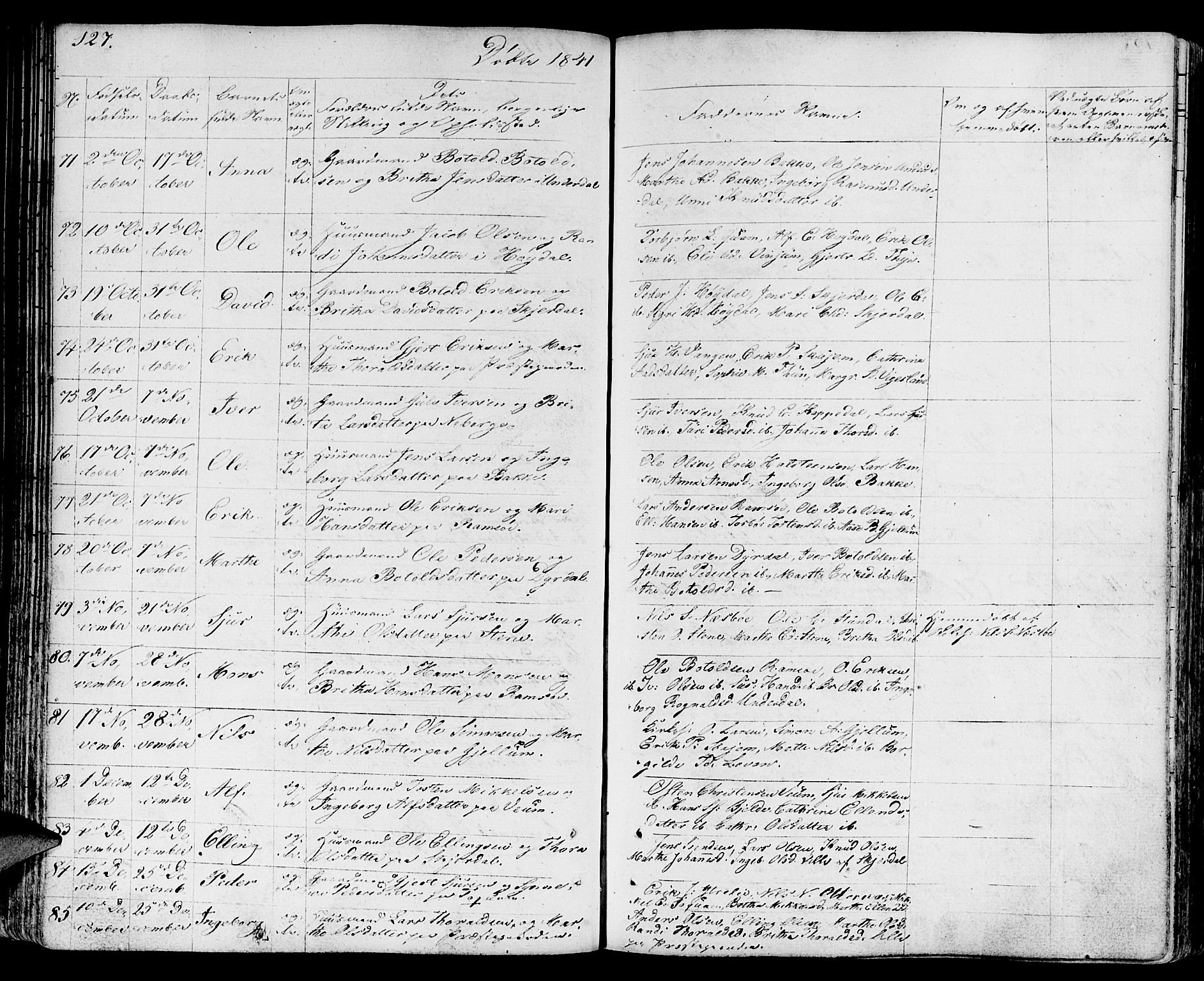 Aurland sokneprestembete, SAB/A-99937/H/Ha/Haa/L0006: Parish register (official) no. A 6, 1821-1859, p. 127