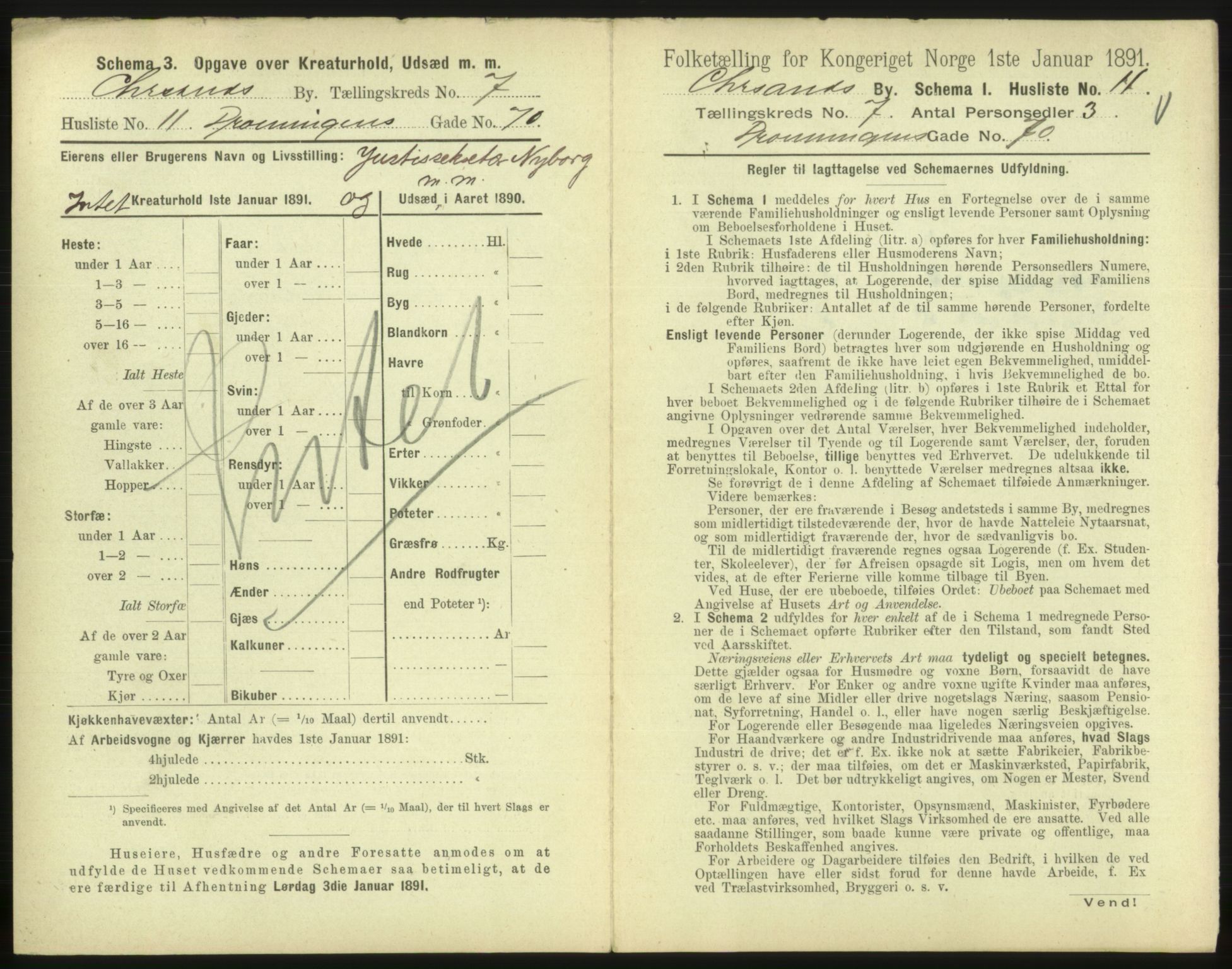 RA, 1891 census for 1001 Kristiansand, 1891, p. 578