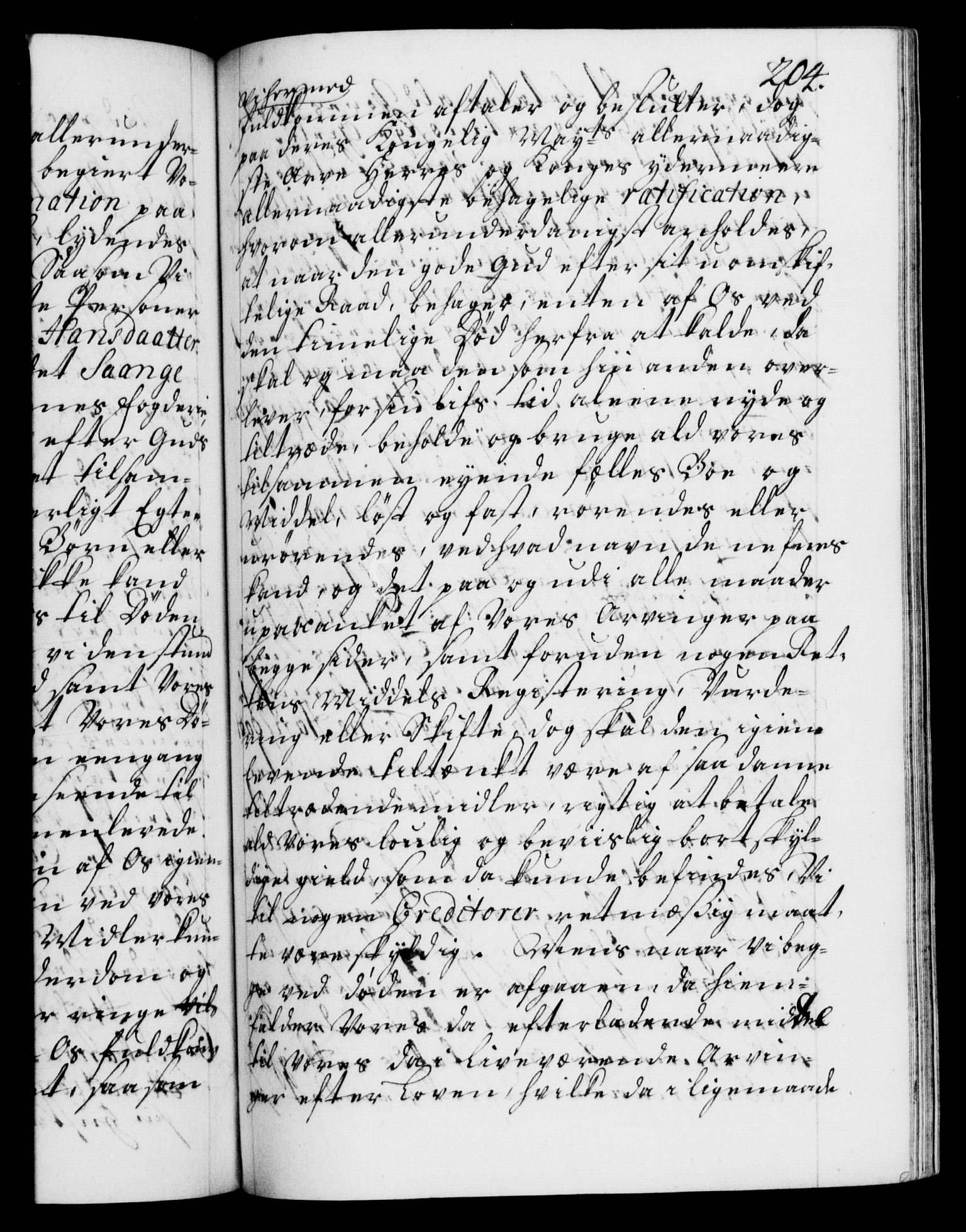 Danske Kanselli 1572-1799, AV/RA-EA-3023/F/Fc/Fca/Fcaa/L0021: Norske registre, 1712-1715, p. 204a