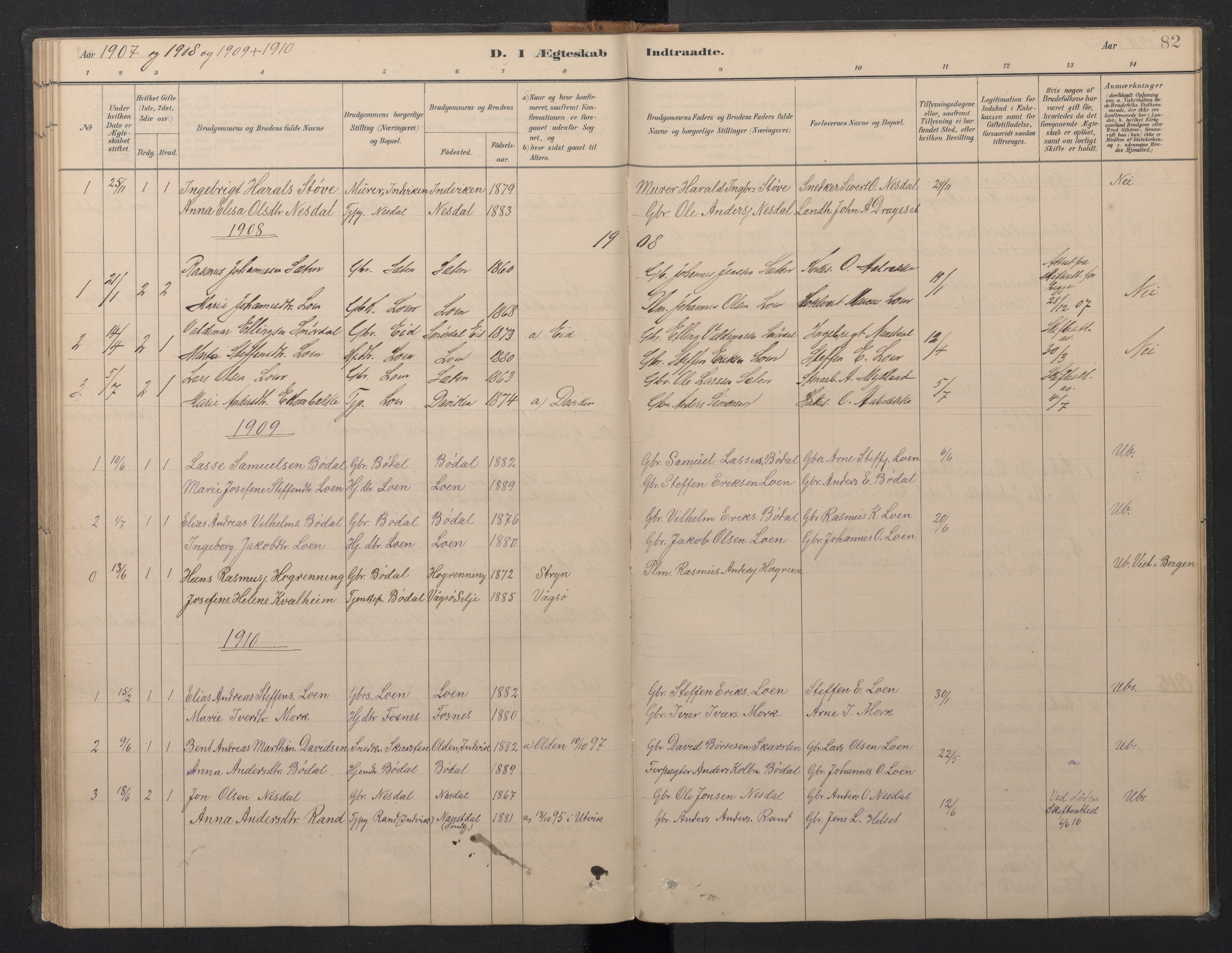 Stryn Sokneprestembete, AV/SAB-A-82501: Parish register (copy) no. B 3, 1881-1918, p. 81b-82a