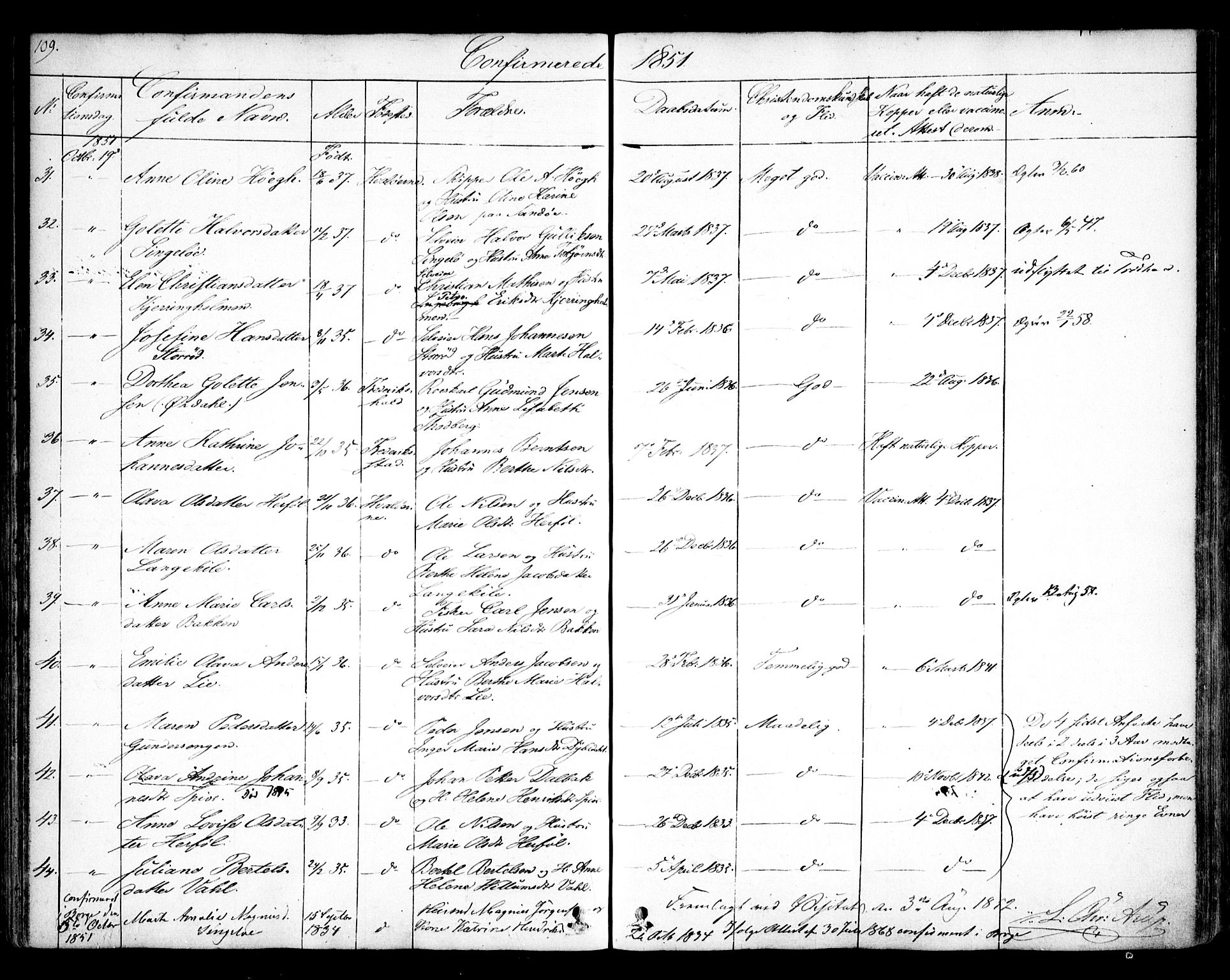 Hvaler prestekontor Kirkebøker, SAO/A-2001/F/Fa/L0006: Parish register (official) no. I 6, 1846-1863, p. 109