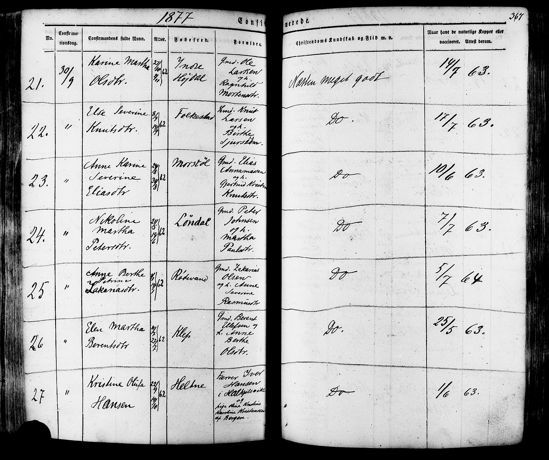 Ministerialprotokoller, klokkerbøker og fødselsregistre - Møre og Romsdal, AV/SAT-A-1454/511/L0140: Parish register (official) no. 511A07, 1851-1878, p. 377