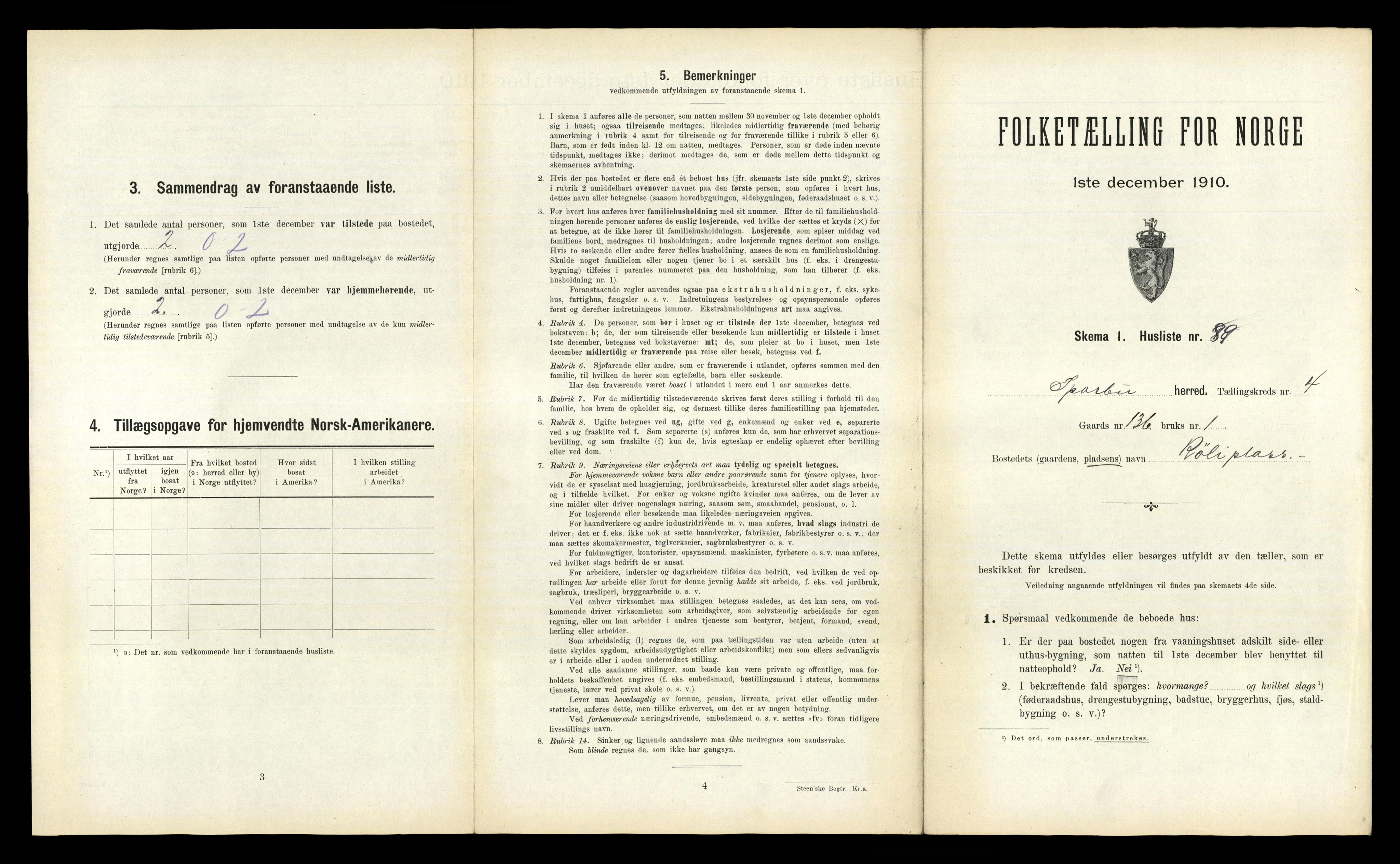 RA, 1910 census for Sparbu, 1910, p. 816