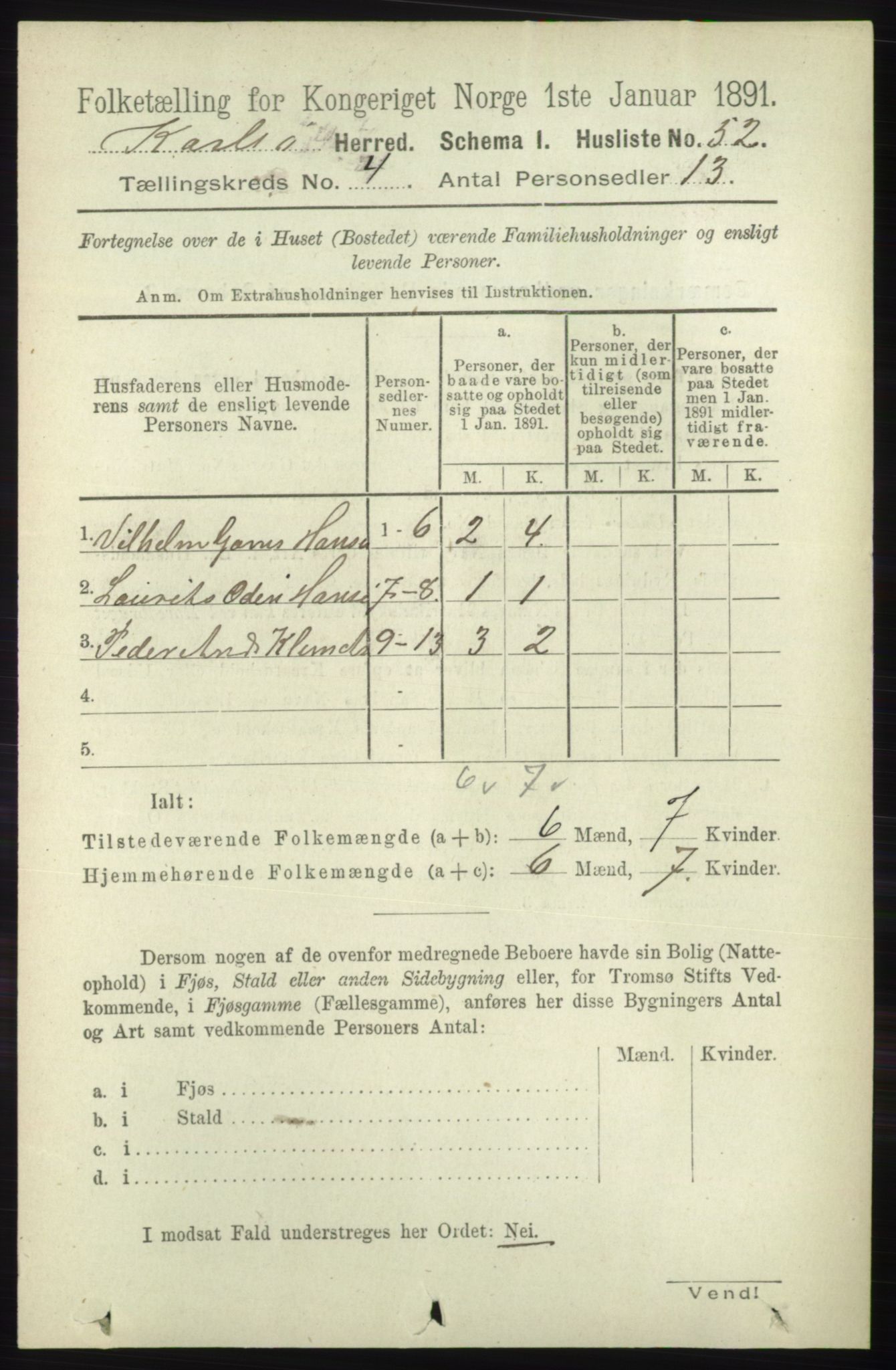 RA, 1891 census for 1936 Karlsøy, 1891, p. 826