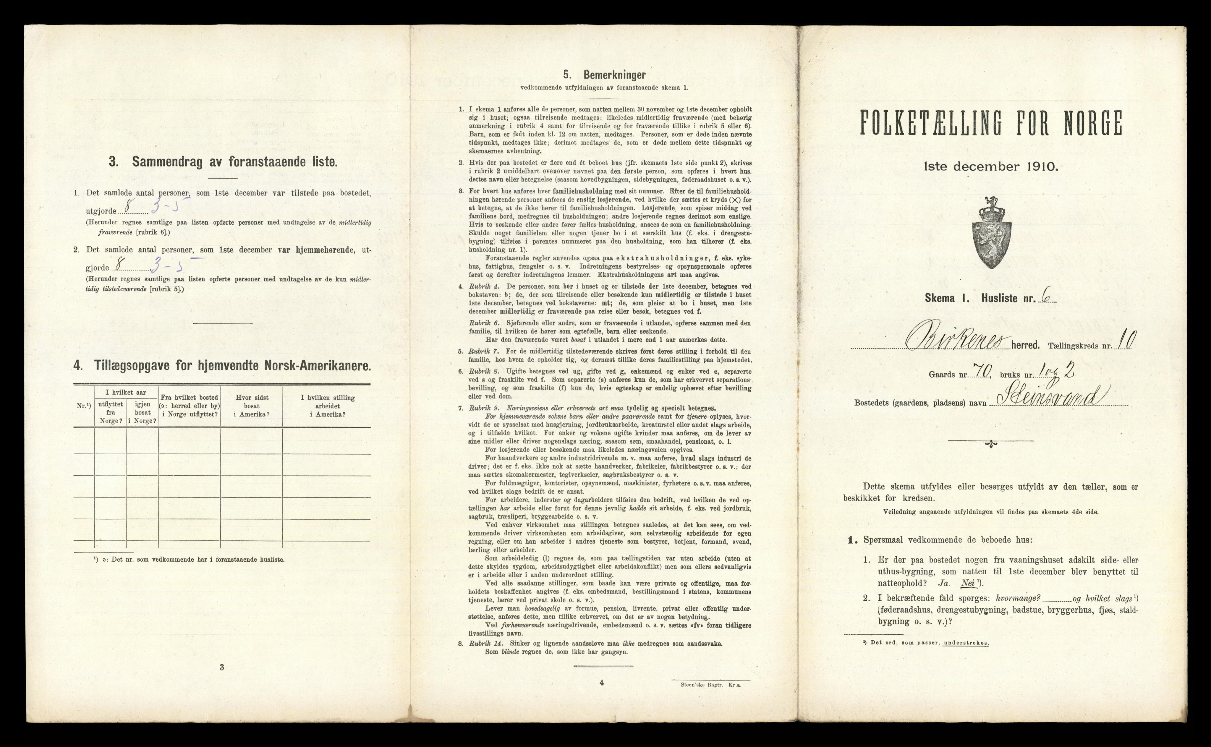 RA, 1910 census for Birkenes, 1910, p. 748