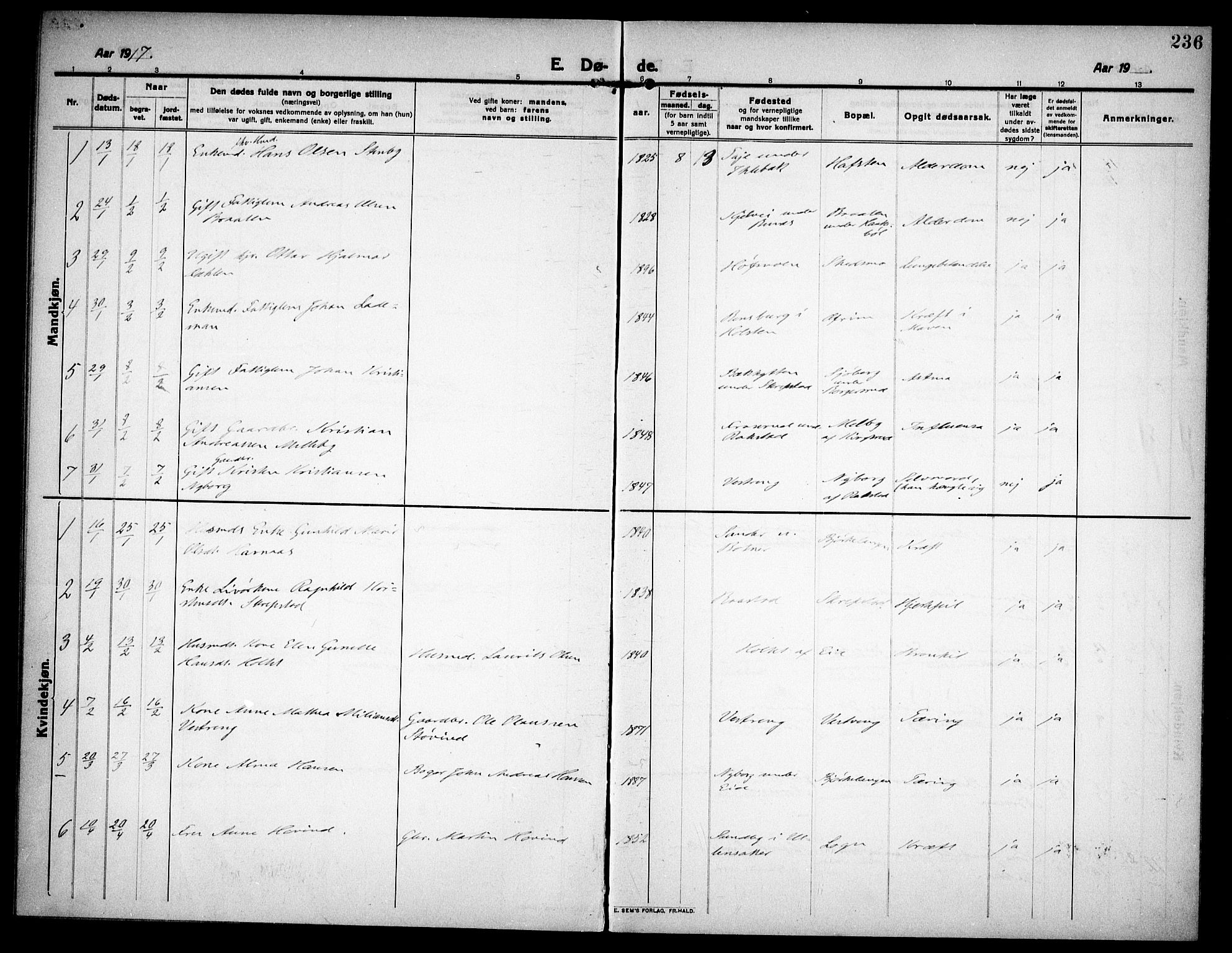 Høland prestekontor Kirkebøker, SAO/A-10346a/F/Fa/L0016: Parish register (official) no. I 16, 1912-1921, p. 236