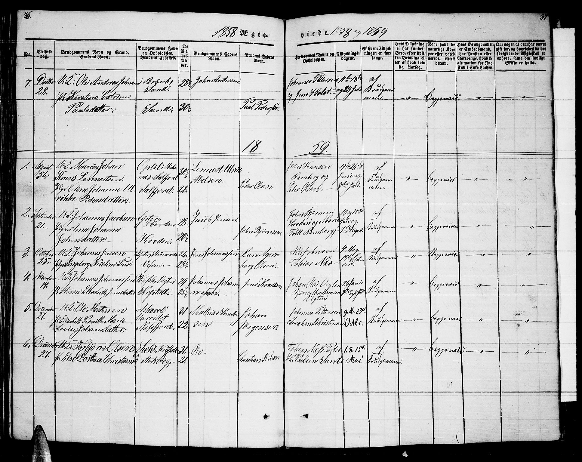 Ministerialprotokoller, klokkerbøker og fødselsregistre - Nordland, AV/SAT-A-1459/885/L1212: Parish register (copy) no. 885C01, 1847-1873, p. 36-37