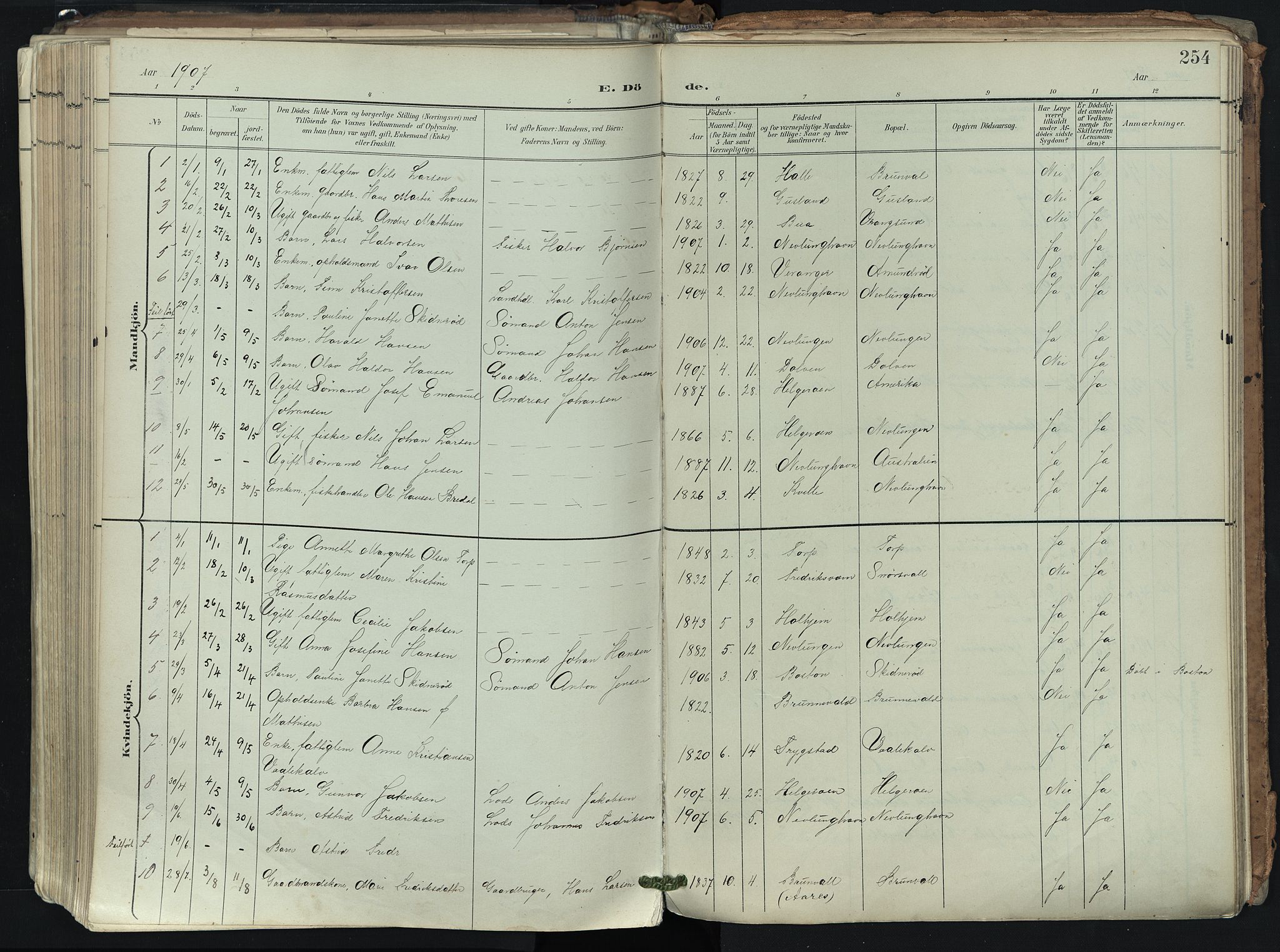 Brunlanes kirkebøker, SAKO/A-342/F/Fb/L0003: Parish register (official) no. II 3, 1900-1922, p. 254