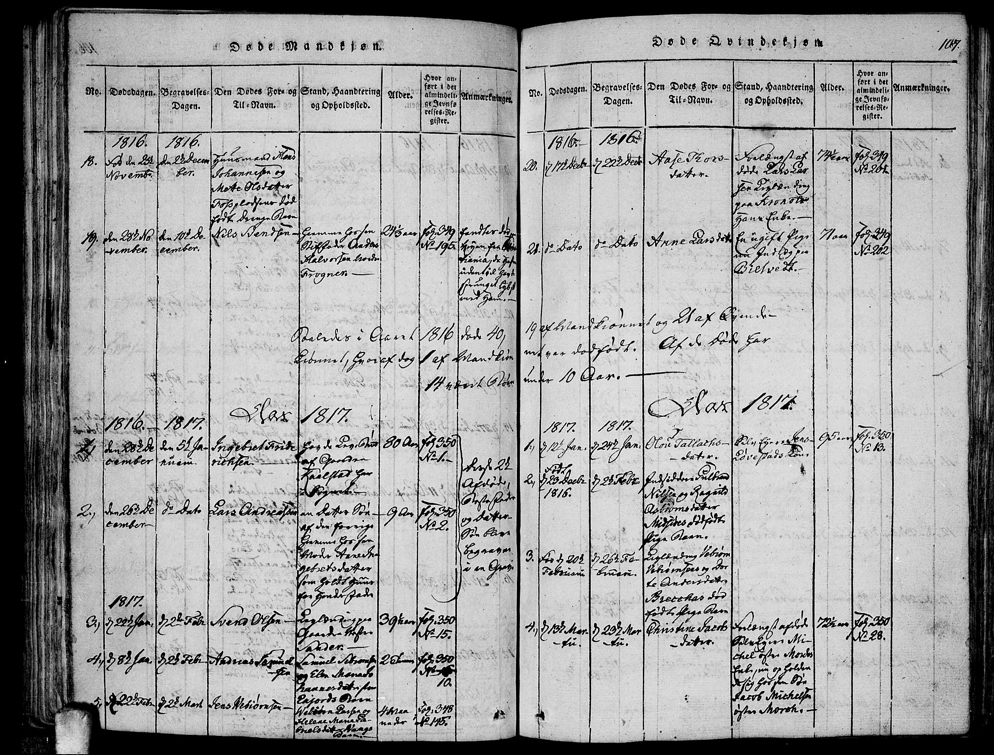 Kråkstad prestekontor Kirkebøker, SAO/A-10125a/F/Fa/L0003: Parish register (official) no. I 3, 1813-1824, p. 107