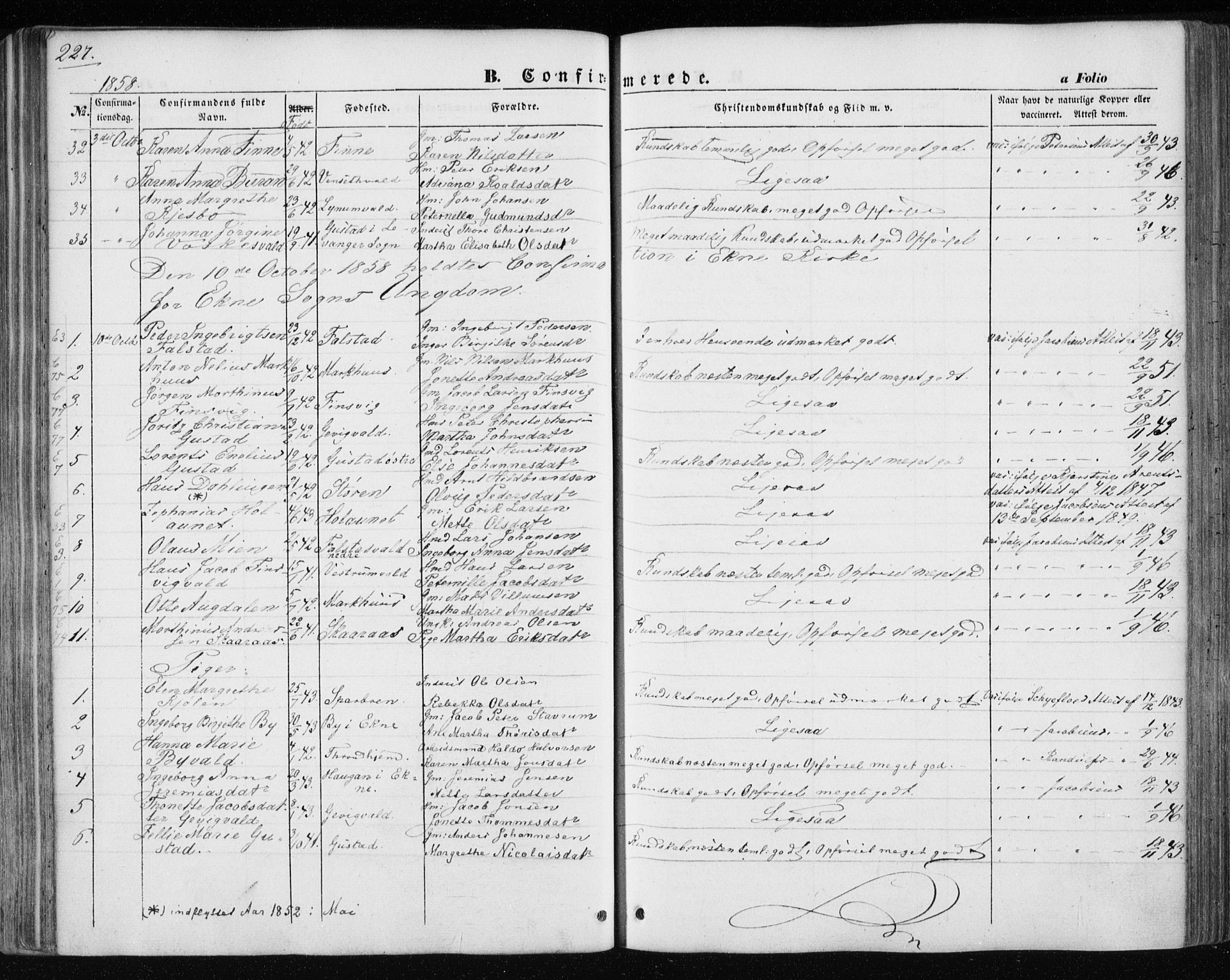 Ministerialprotokoller, klokkerbøker og fødselsregistre - Nord-Trøndelag, AV/SAT-A-1458/717/L0154: Parish register (official) no. 717A07 /1, 1850-1862, p. 227