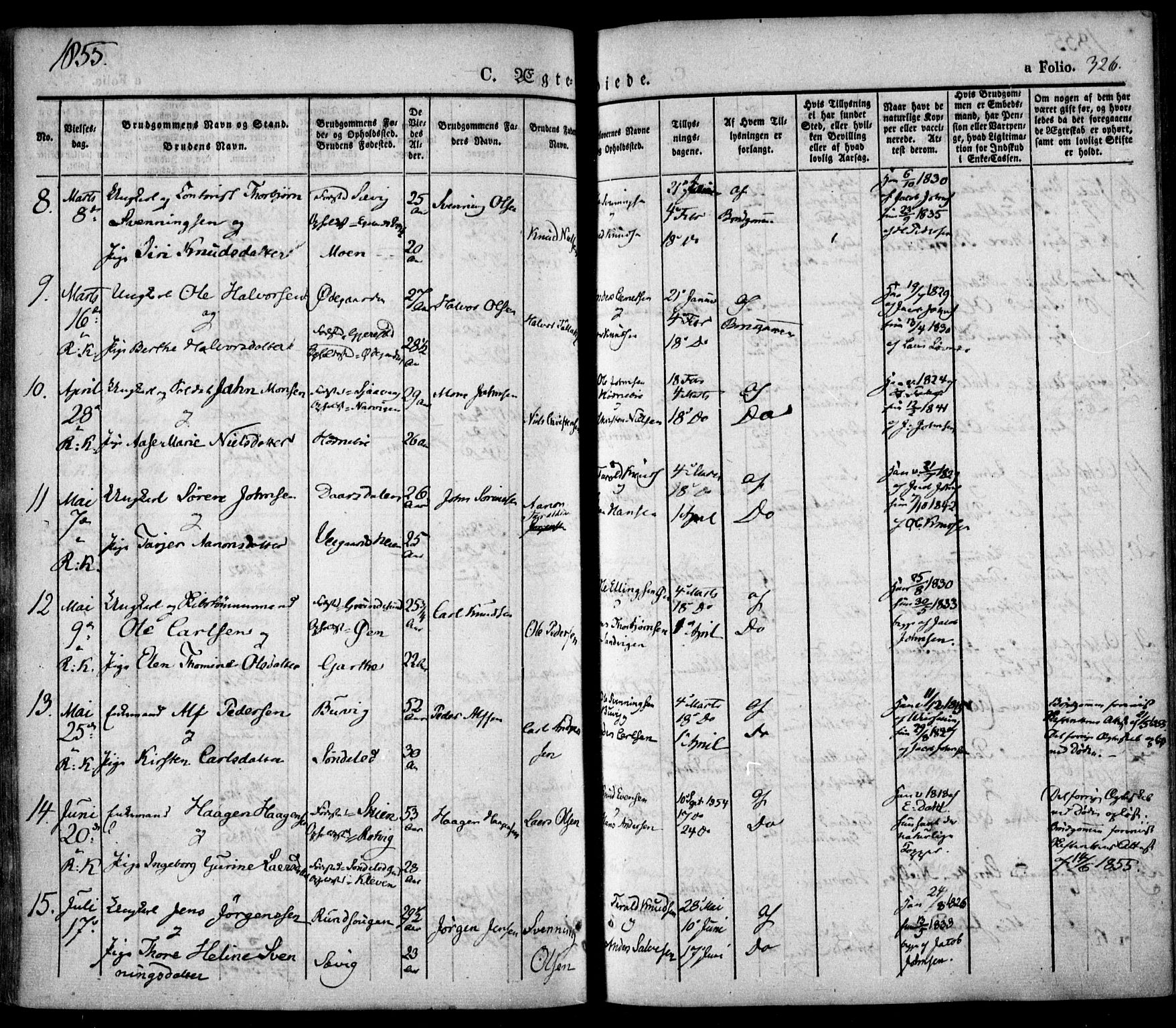 Søndeled sokneprestkontor, SAK/1111-0038/F/Fa/L0002: Parish register (official) no. A 2, 1839-1860, p. 326