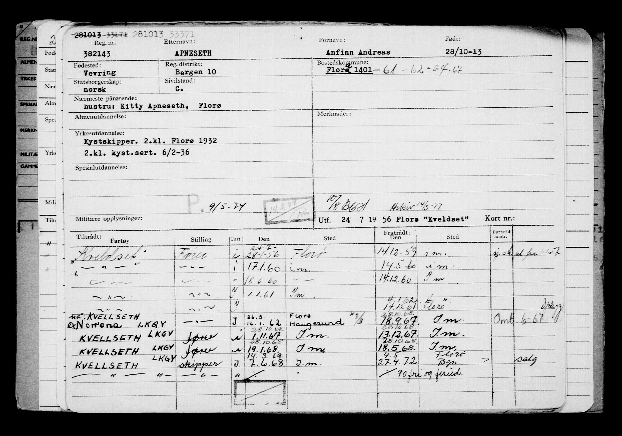 Direktoratet for sjømenn, RA/S-3545/G/Gb/L0116: Hovedkort, 1913, p. 257