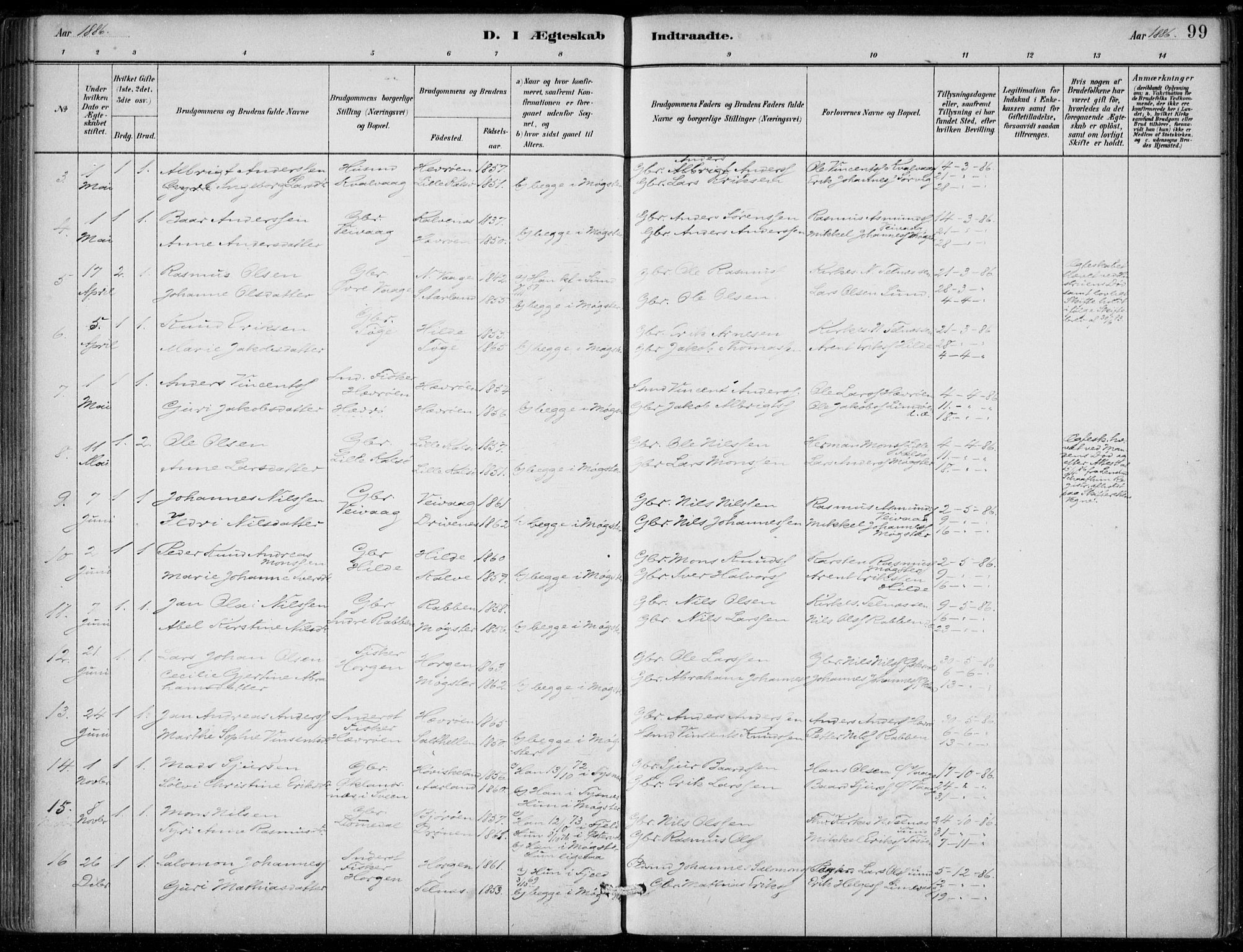 Sund sokneprestembete, AV/SAB-A-99930: Parish register (official) no. D 1, 1882-1899, p. 99