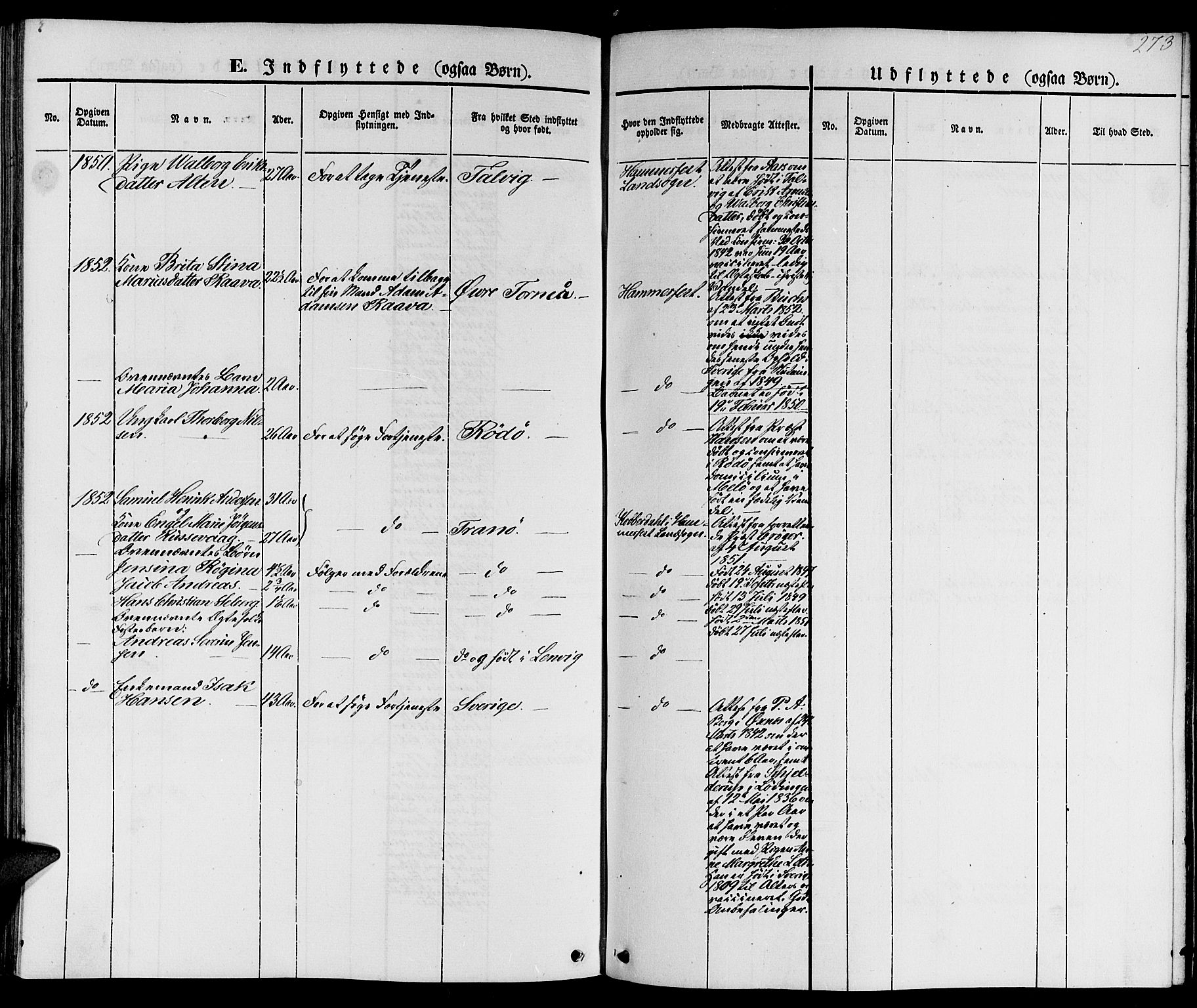 Hammerfest sokneprestkontor, SATØ/S-1347/H/Hb/L0002.klokk: Parish register (copy) no. 2, 1851-1861, p. 273