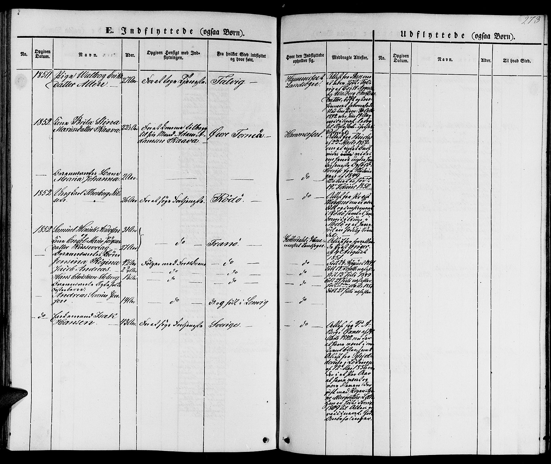 Hammerfest sokneprestkontor, AV/SATØ-S-1347/H/Hb/L0002.klokk: Parish register (copy) no. 2, 1851-1861, p. 273